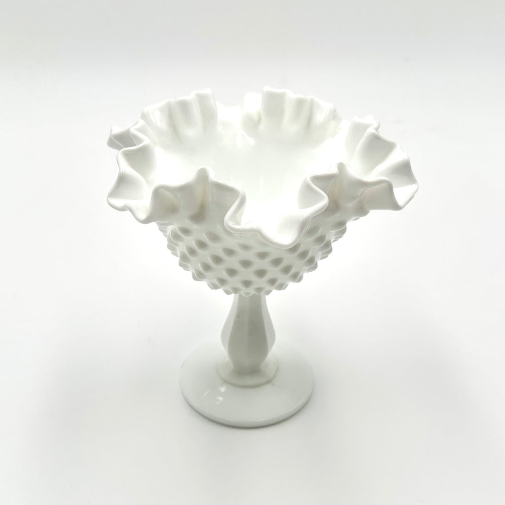 Fenton Milk Glass Hobnail Compote Dish