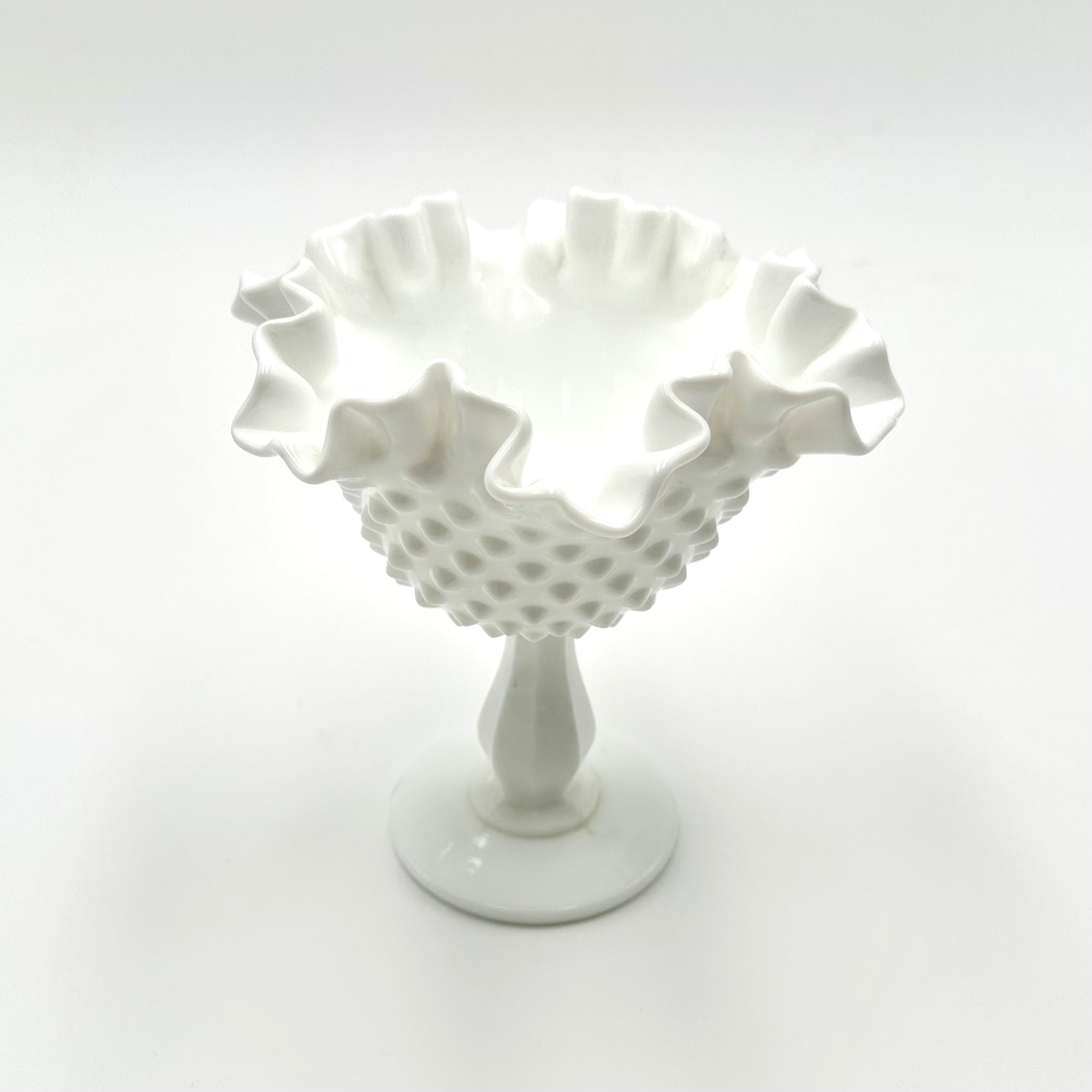 Fenton Milk Glass Hobnail Compote Dish