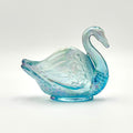 Fenton Blue Iridescent Glass Swan Figurine Carnival Glass