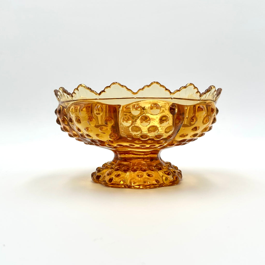 Fenton Amber Hobnail Glass Pedestal Candle Holder