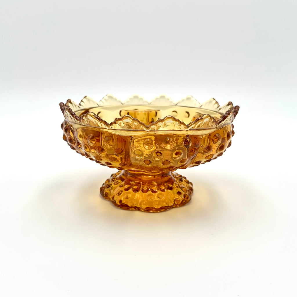Fenton Amber Hobnail Glass Pedestal Candle Holder