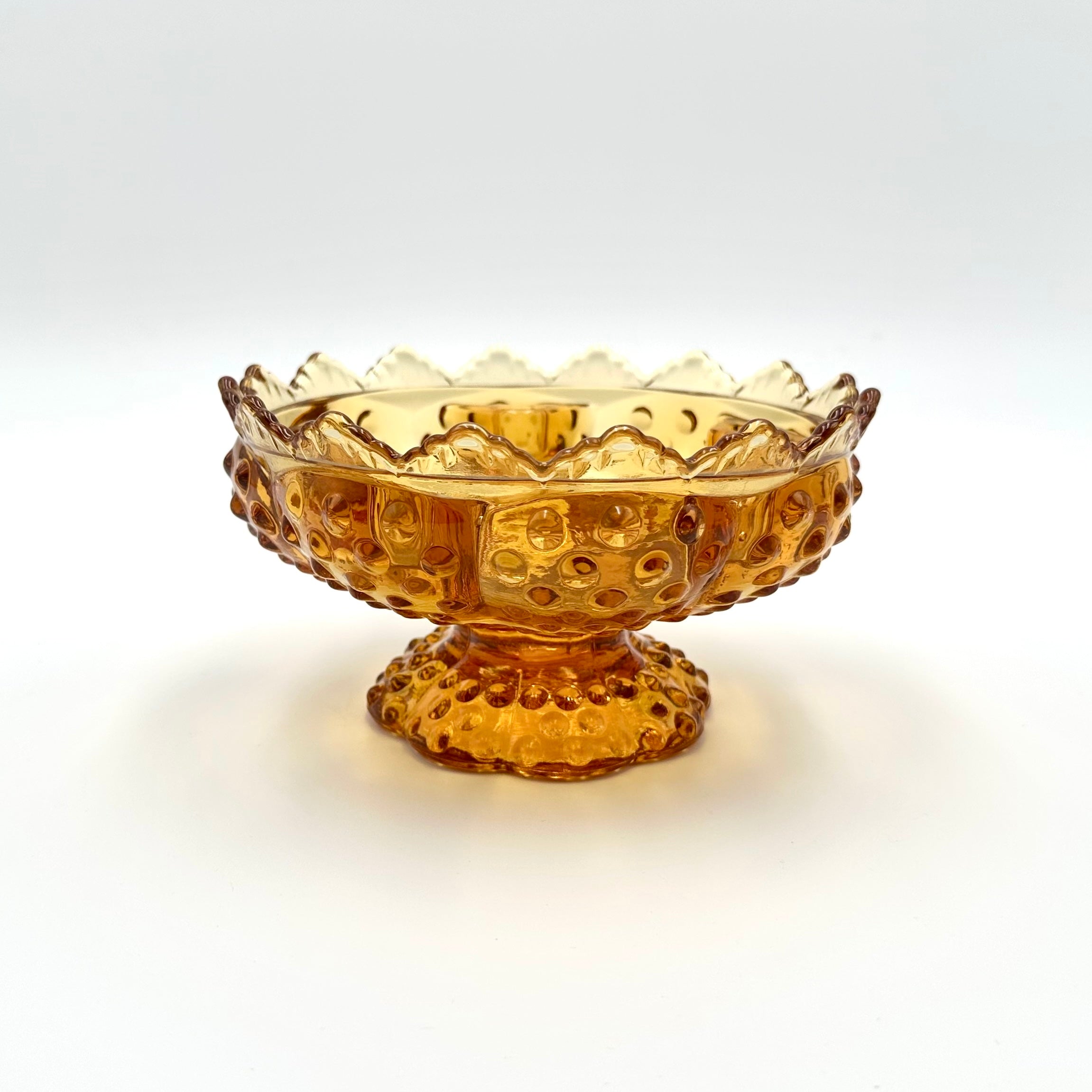 Fenton Amber Hobnail Glass Pedestal Candle Holder