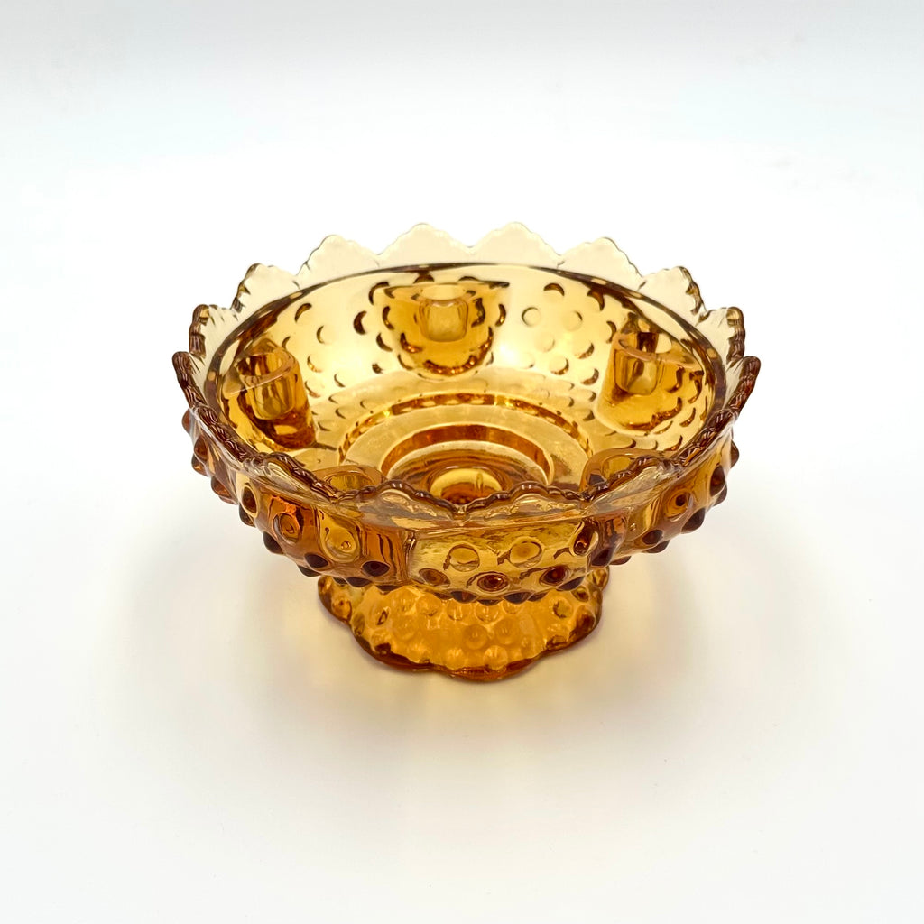 Fenton Amber Hobnail Glass Pedestal Candle Holder