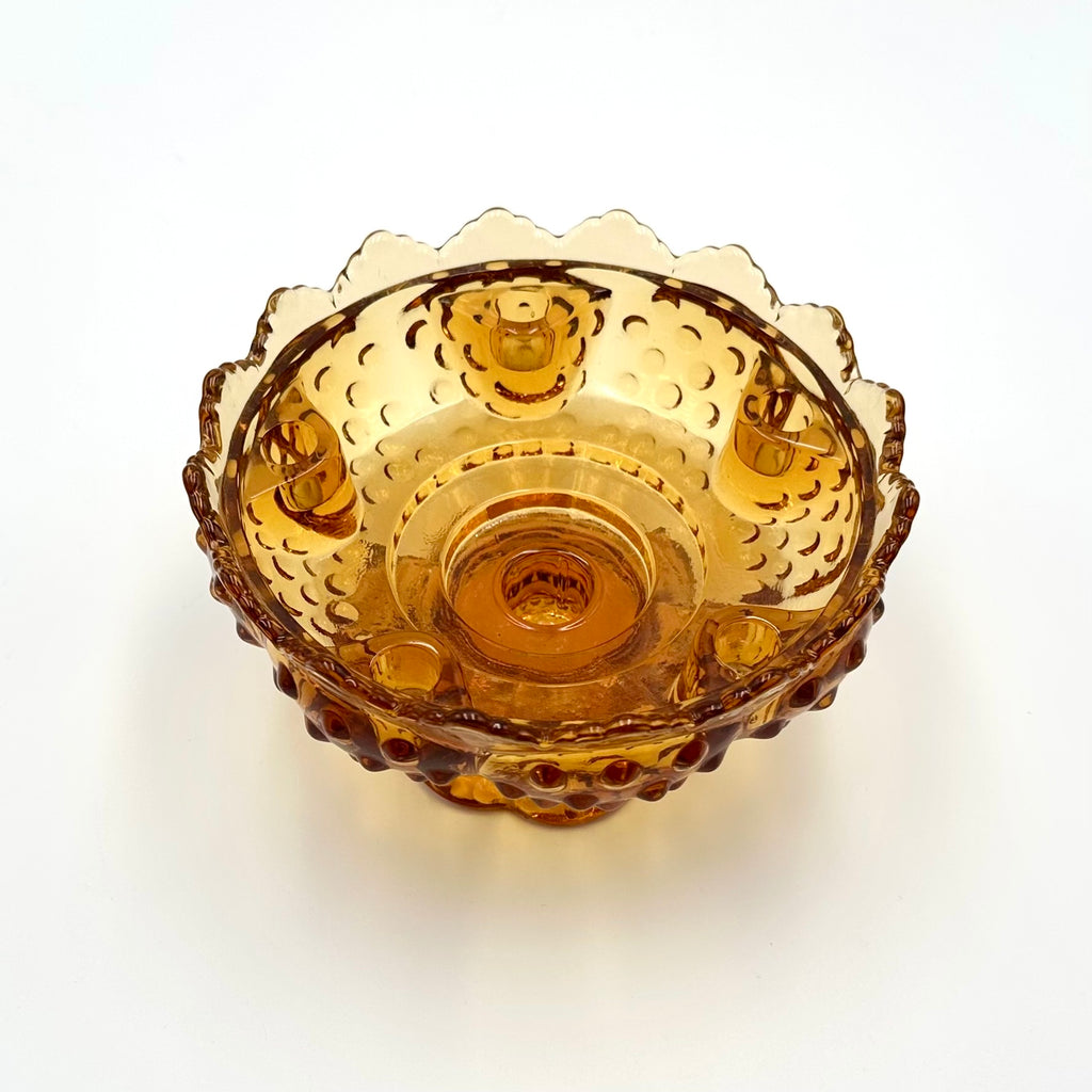 Fenton Amber Hobnail Glass Pedestal Candle Holder
