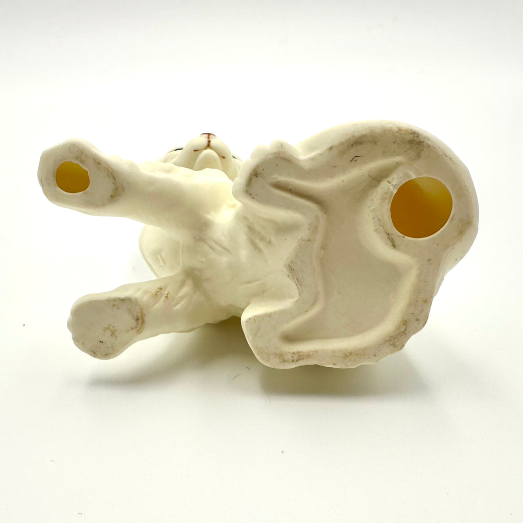 Vintage Ivory Kitten Figurine Cat with Ribbon