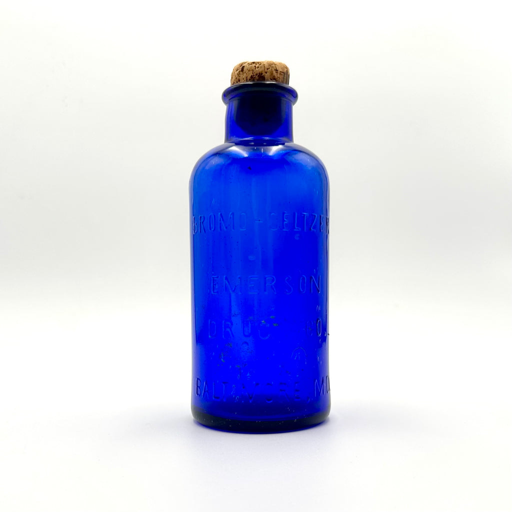 Antique Bromo Seltzer Cobalt Blue Glass Bottle