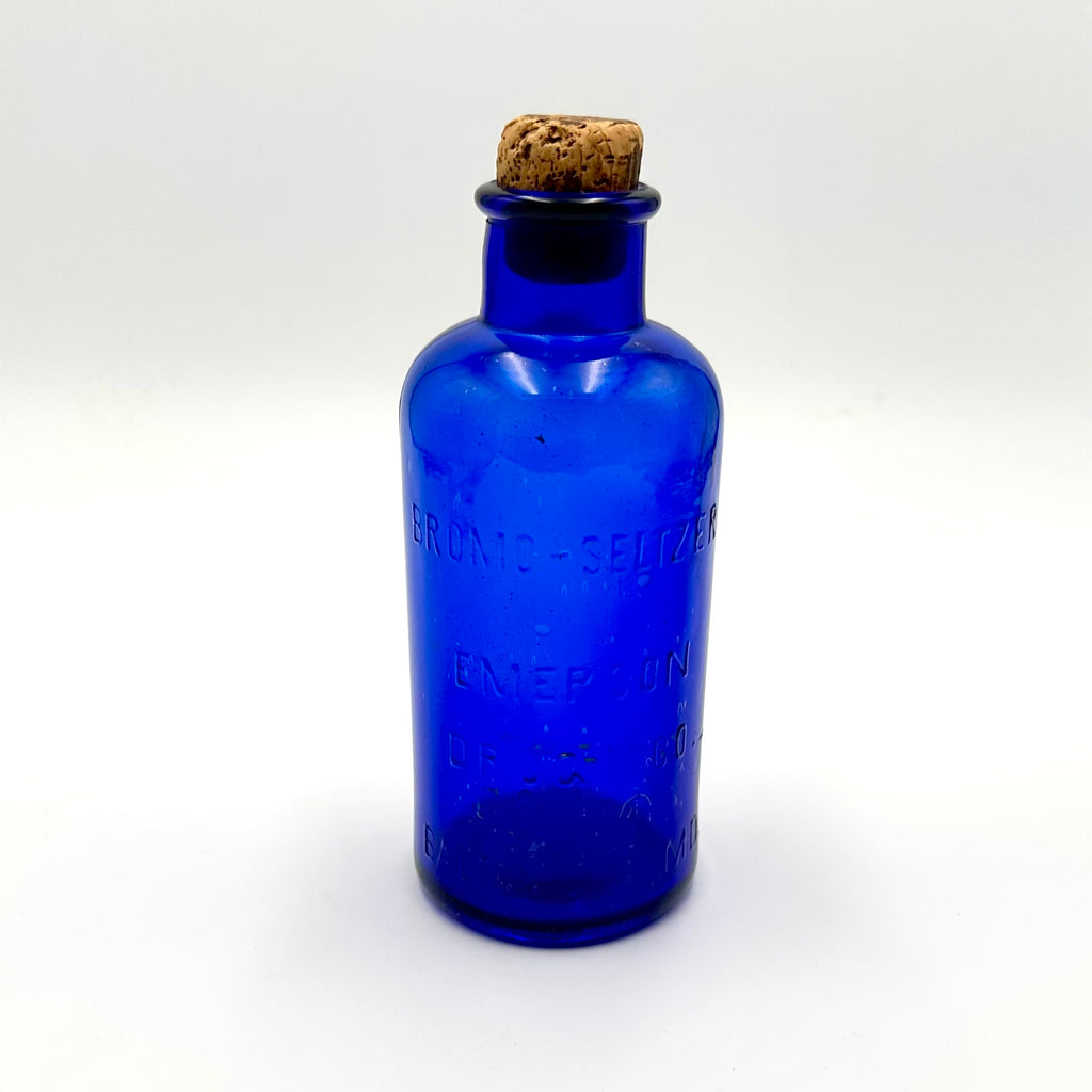 Antique Bromo Seltzer Cobalt Blue Glass Bottle
