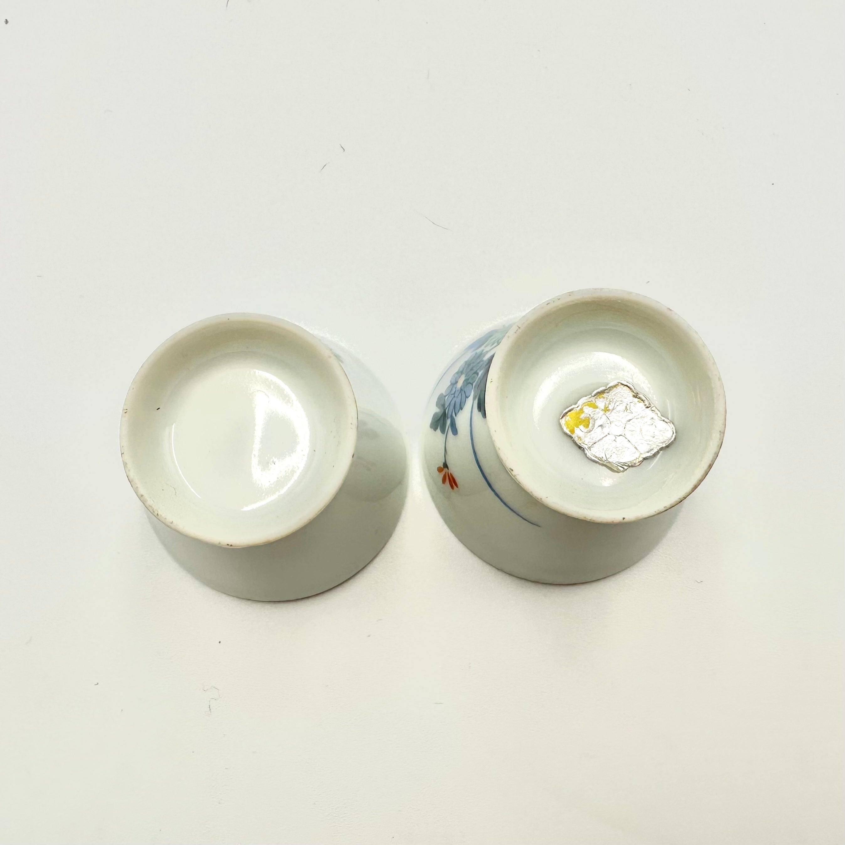 Japanese Sake Cups Set Floral Ochoko Porcelain Pedestal Cups