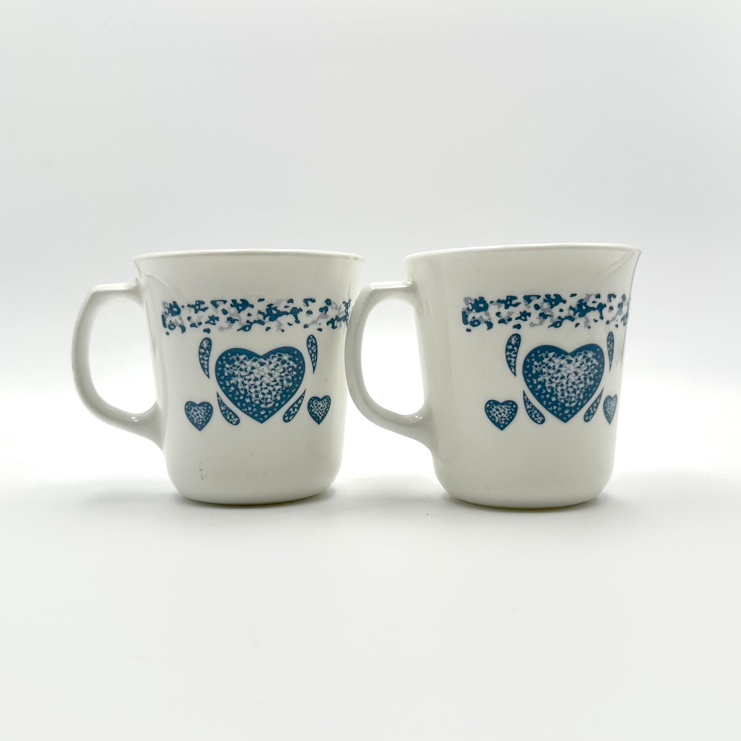 Corning Ware Blue Heart Cornflower Coffee Mugs Set of 2