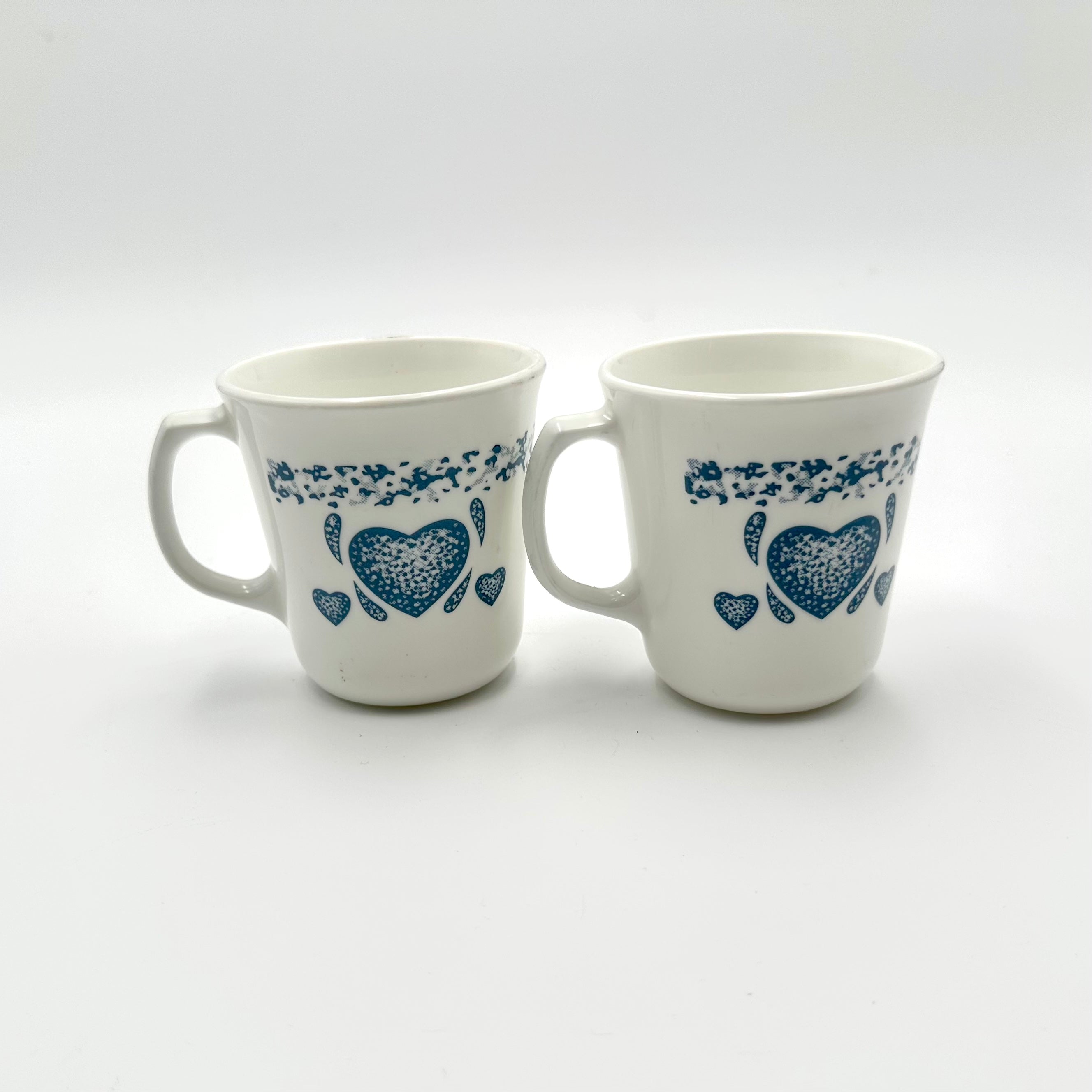Corning Ware Blue Heart Cornflower Coffee Mugs Set of 2