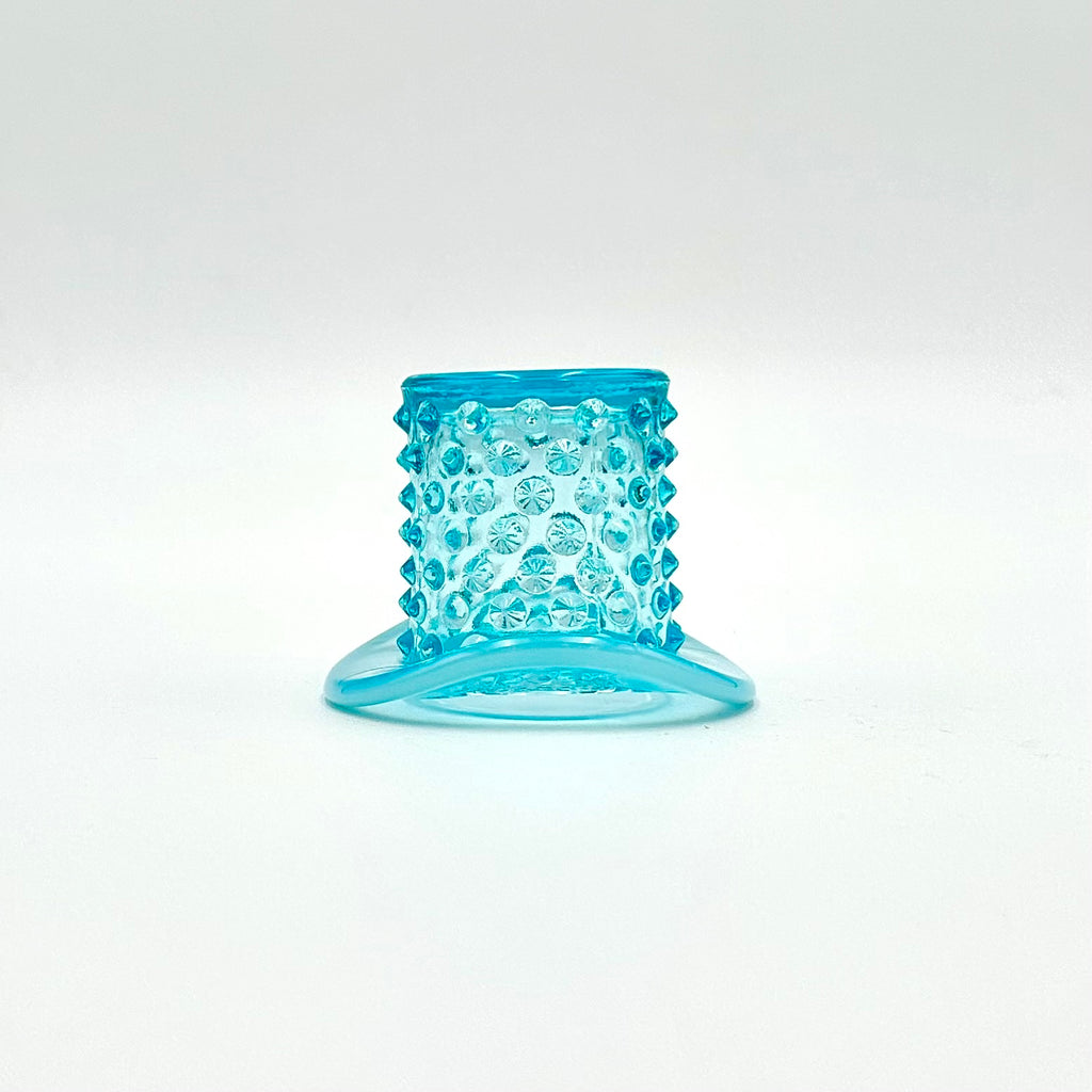 Fenton Aqua Blue Opalescent Hobnail Mini Hat Topper