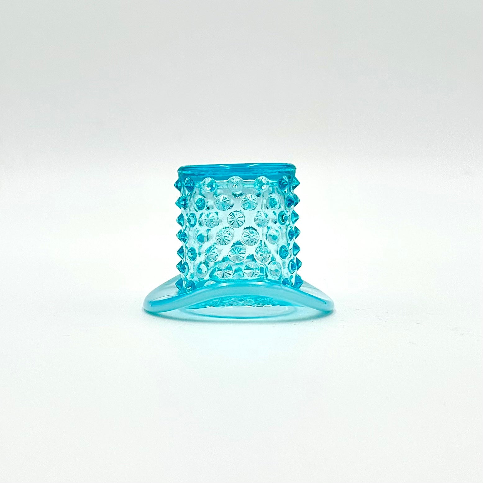Fenton Aqua Blue Opalescent Hobnail Mini Hat Topper