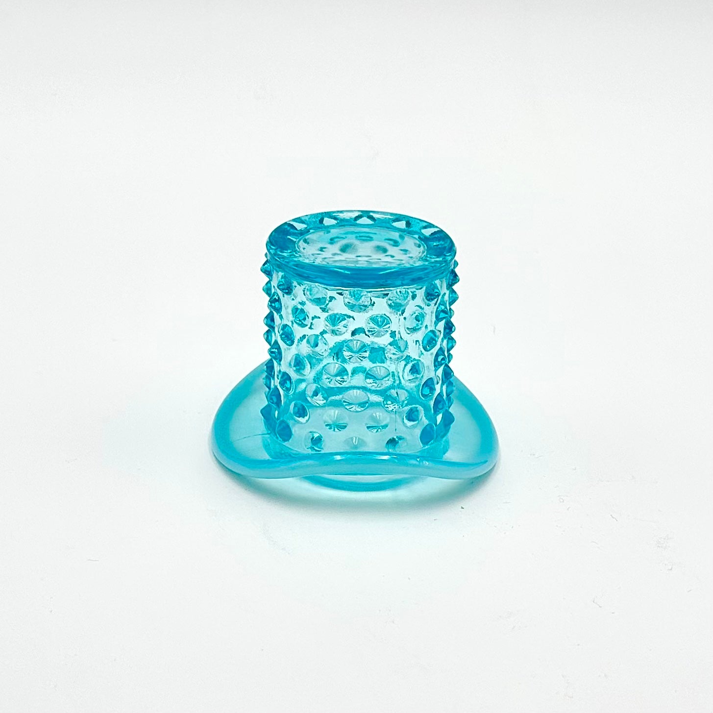 Fenton Aqua Blue Opalescent Hobnail Mini Hat Topper