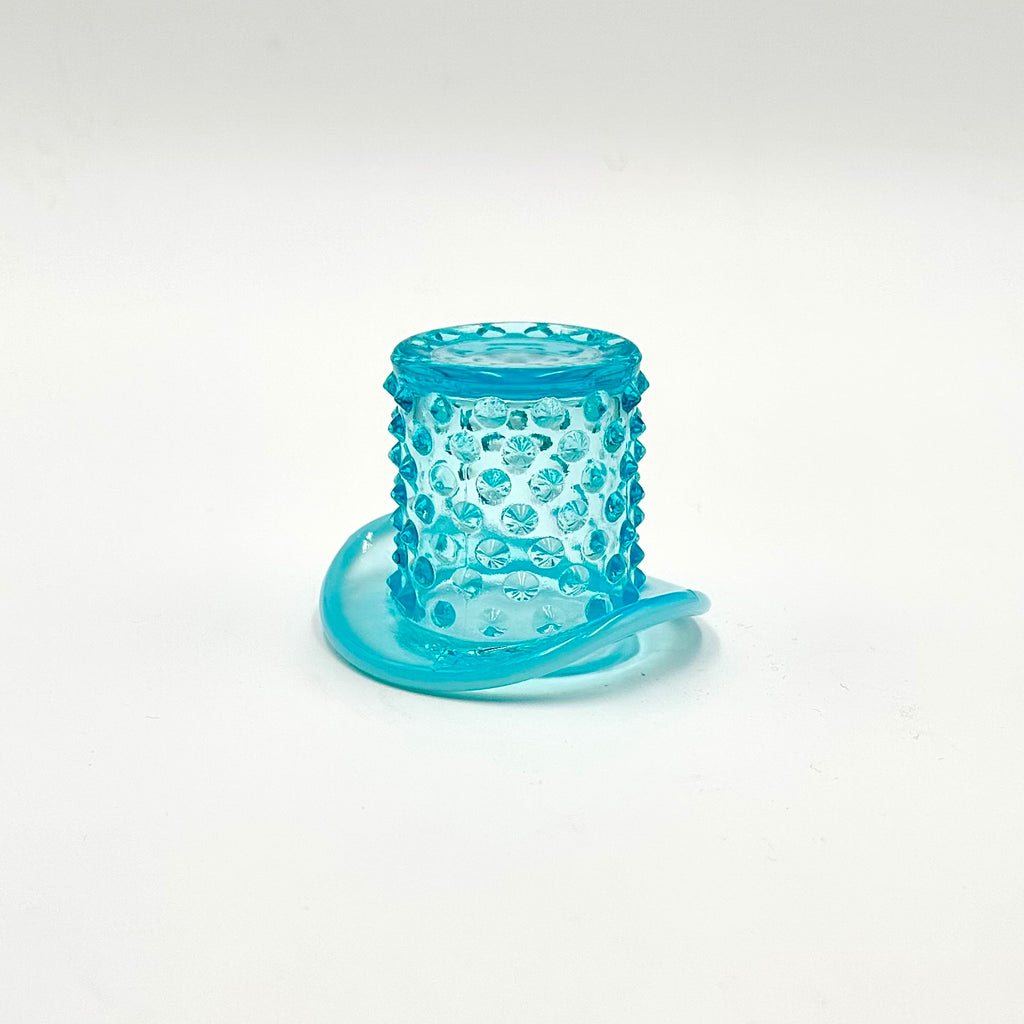 Fenton Aqua Blue Opalescent Hobnail Mini Hat Topper