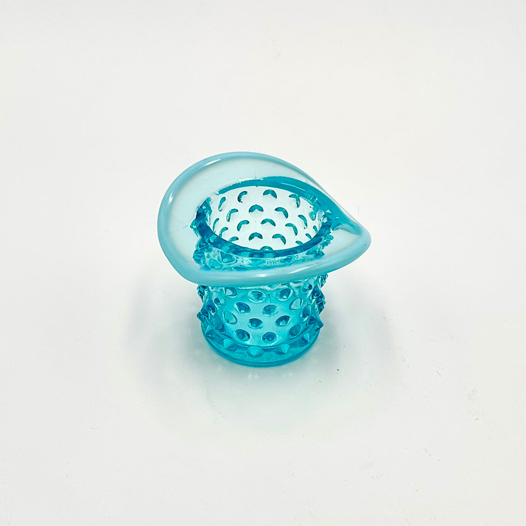 Fenton Aqua Blue Opalescent Hobnail Mini Hat Topper