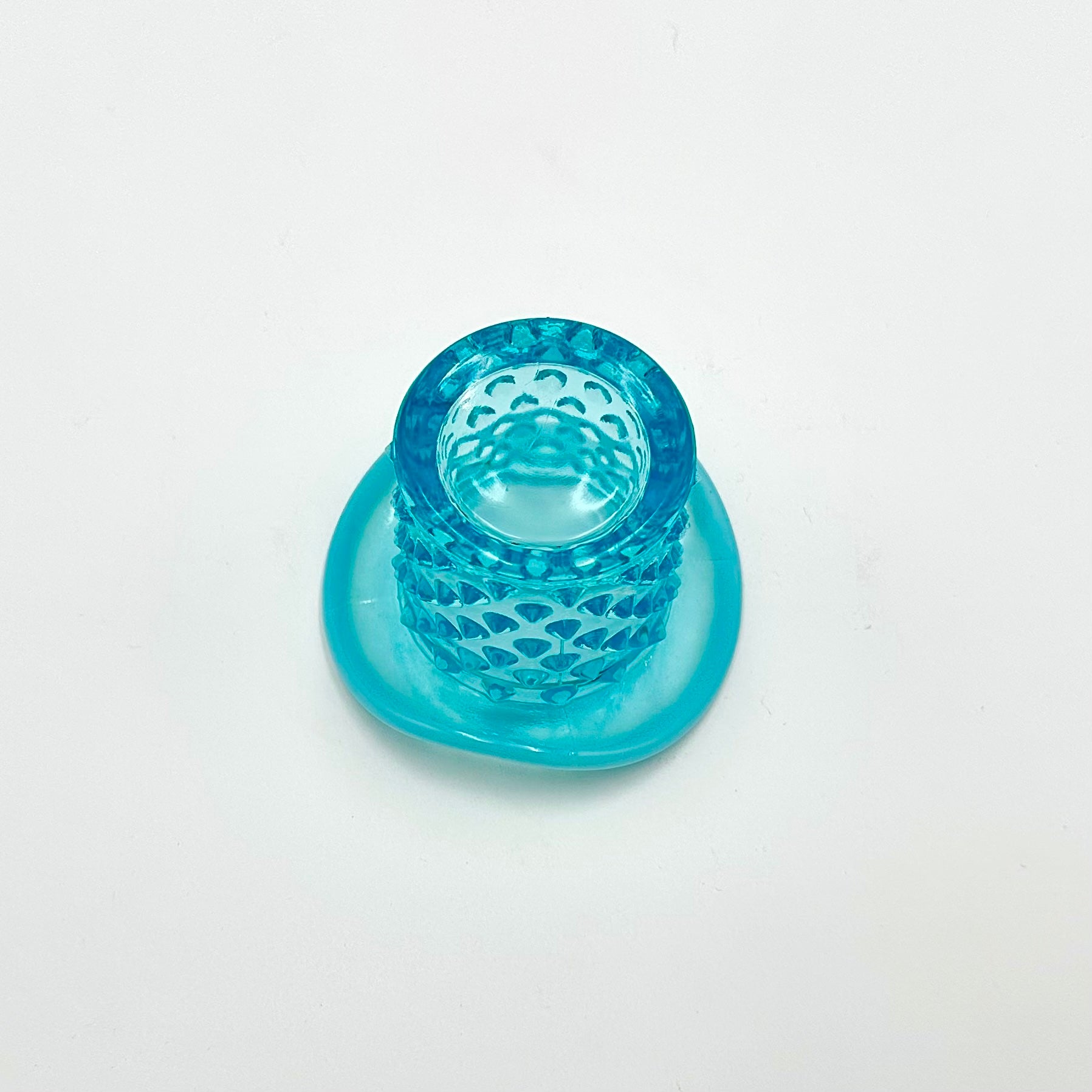Fenton Aqua Blue Opalescent Hobnail Mini Hat Topper