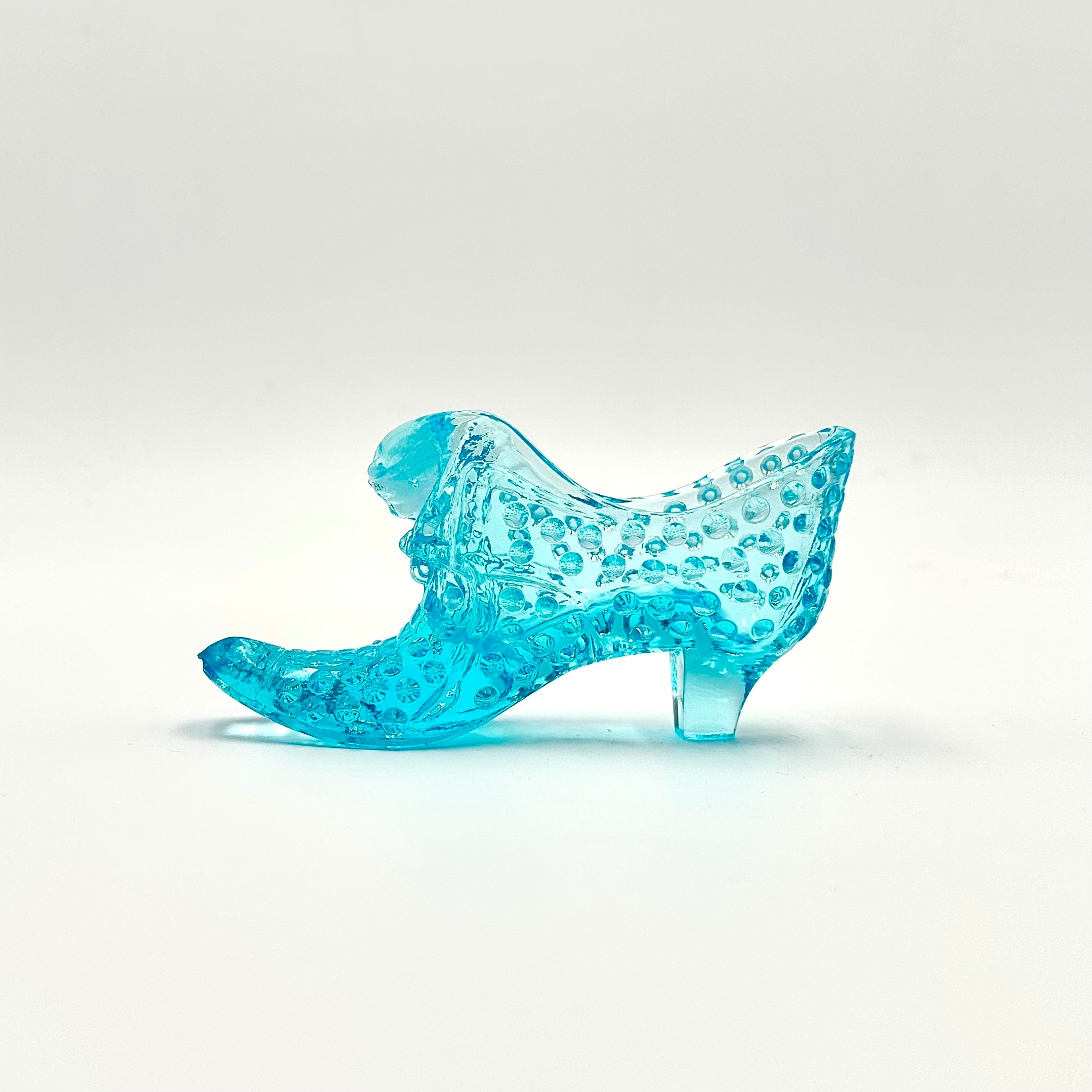 Fenton Aqua Opalescent Hobnail Glass Shoe