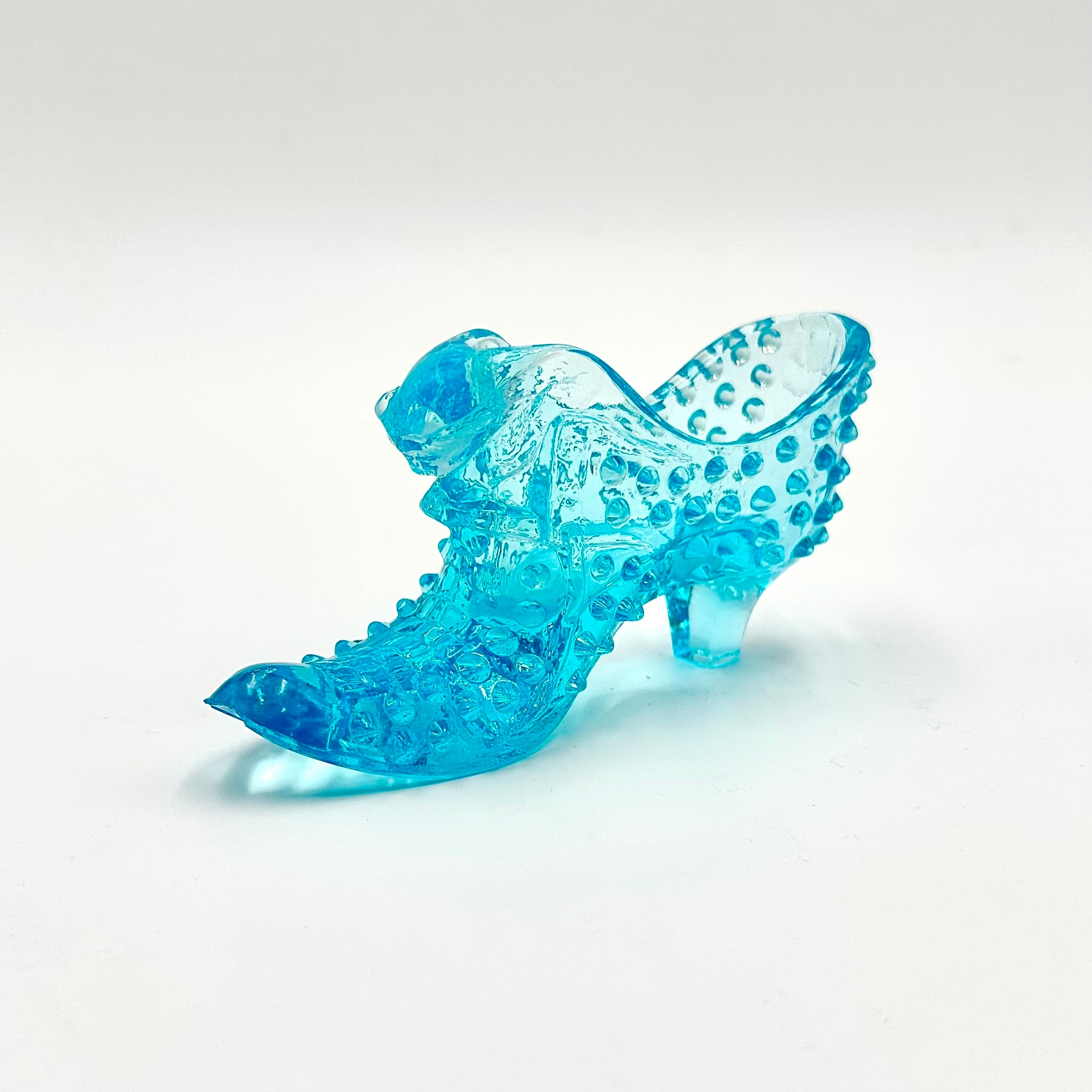 Fenton Aqua Opalescent Hobnail Glass Shoe