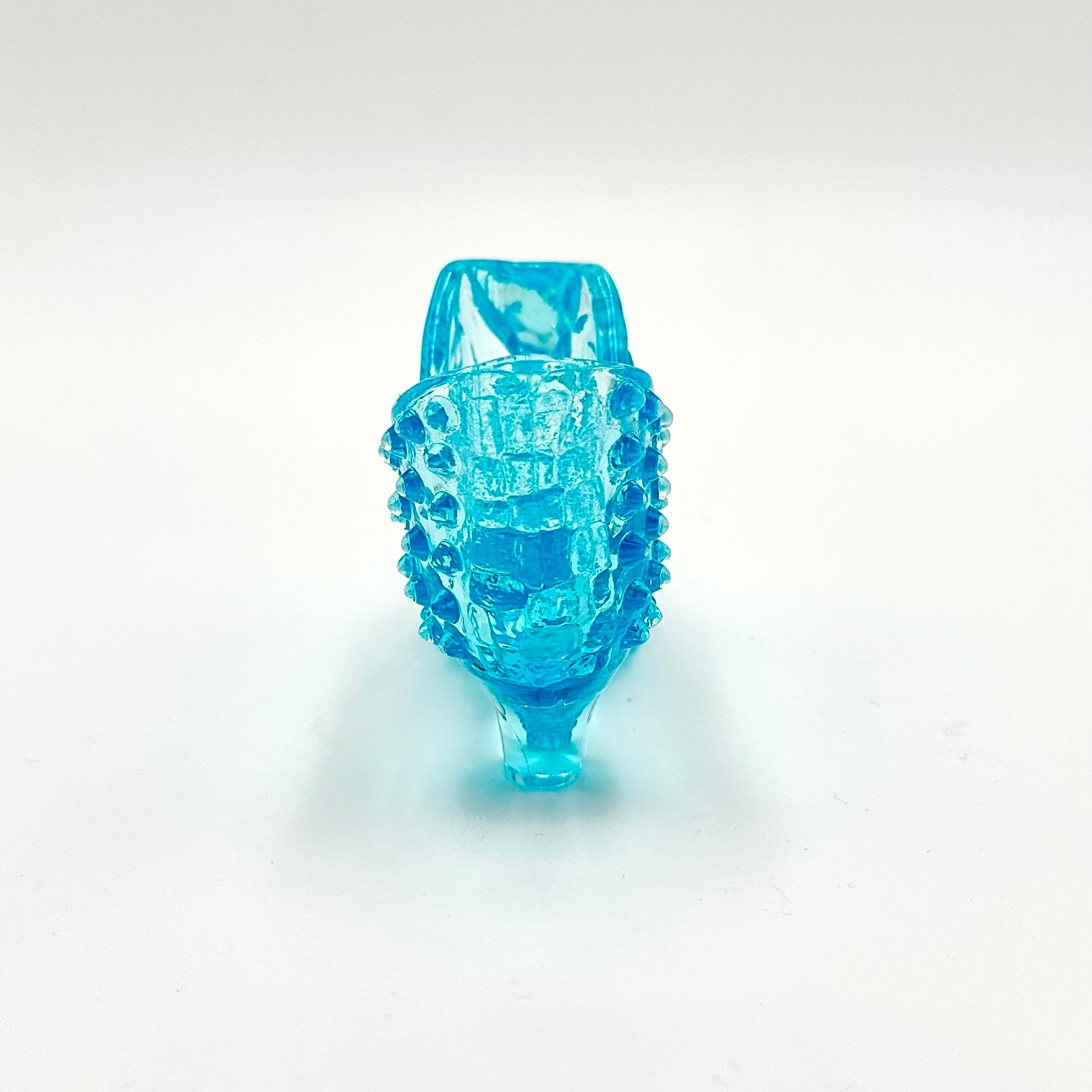 Fenton Aqua Opalescent Hobnail Glass Shoe