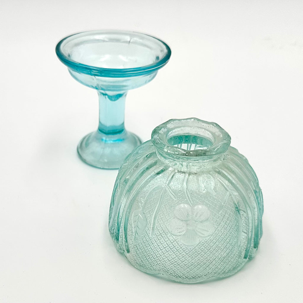 Indiana Glass Co. House Of Lloyd Blue Aqua Chantilly Fairy Lamp