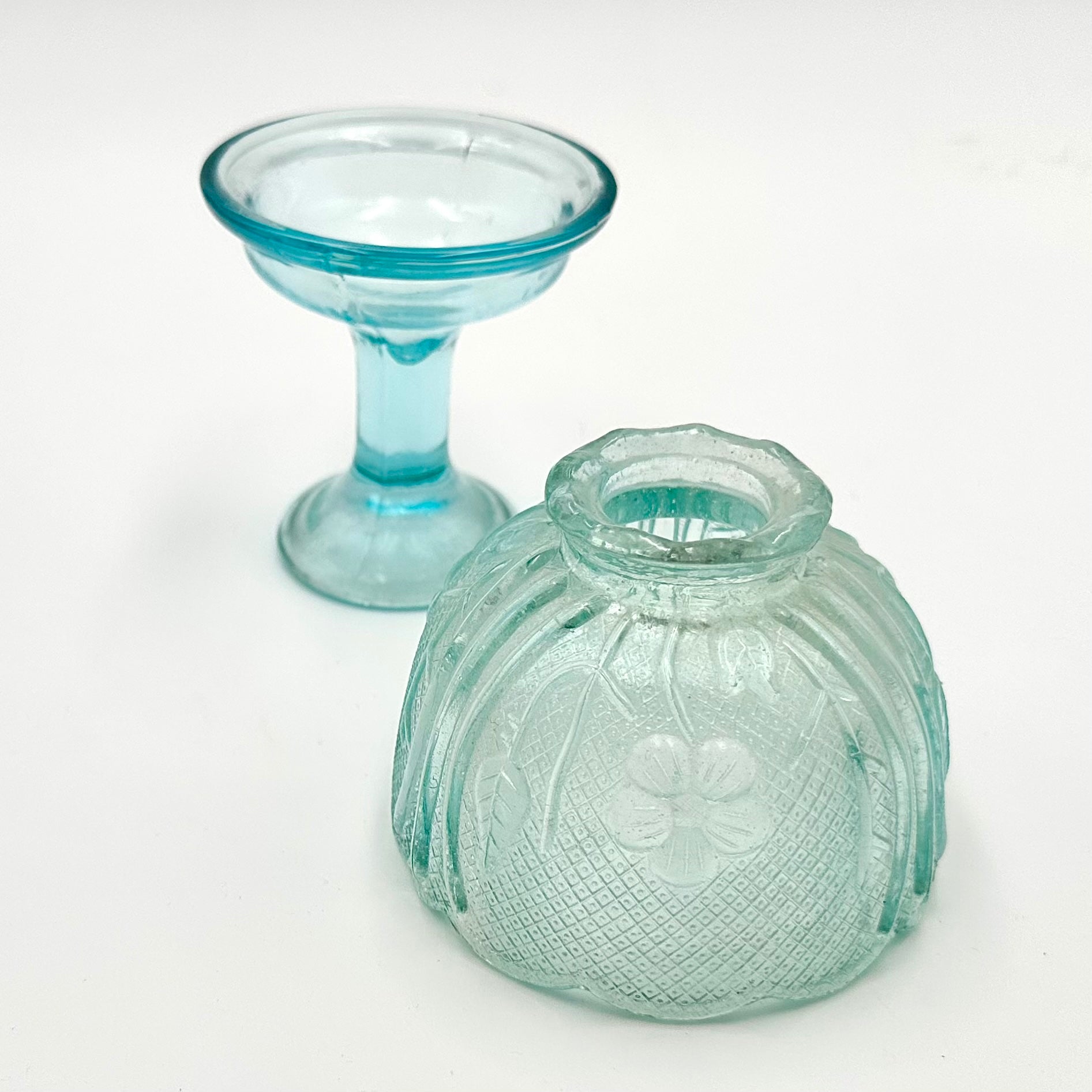 Indiana Glass Co. House Of Lloyd Blue Aqua Chantilly Fairy Lamp
