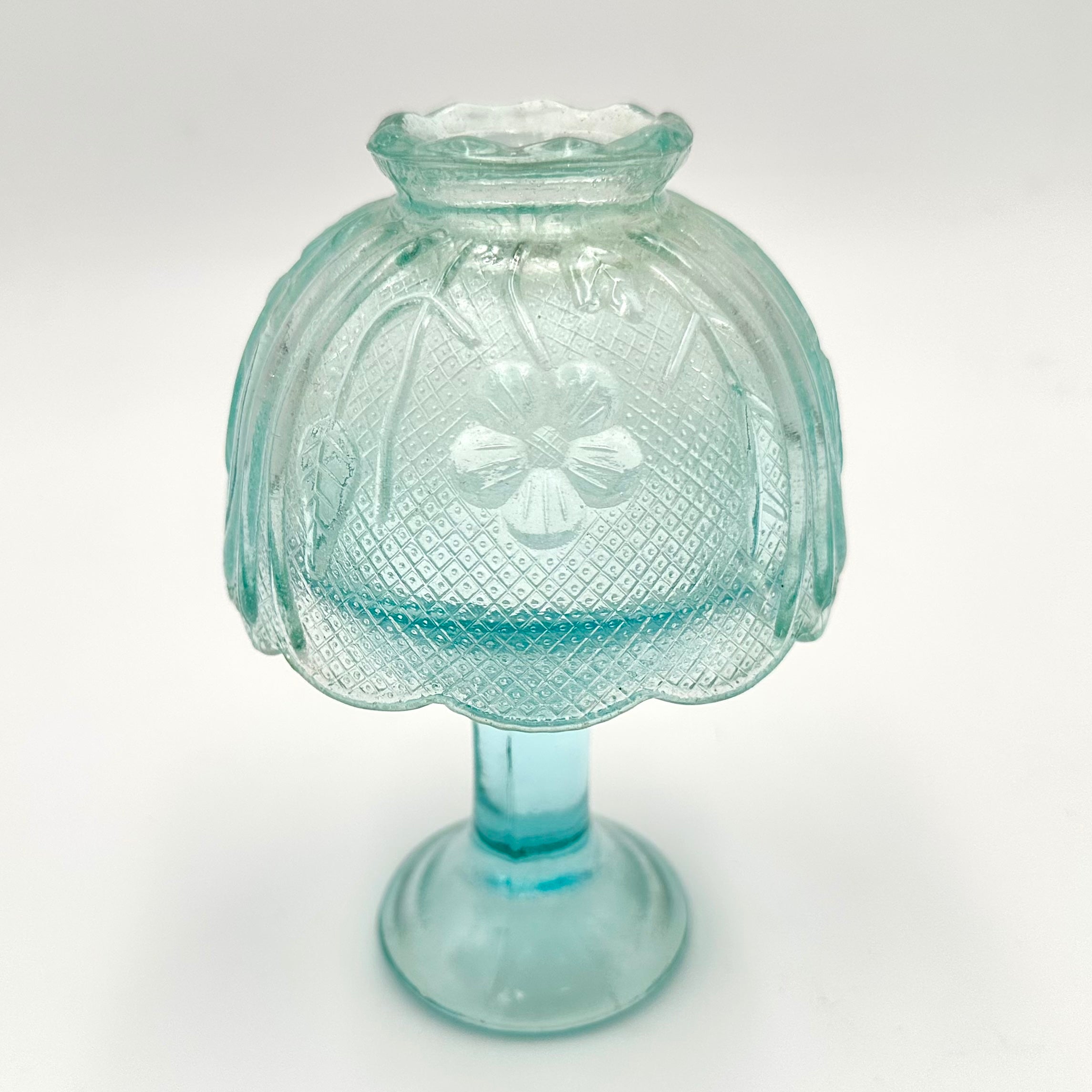 Indiana Glass Co. House Of Lloyd Blue Aqua Chantilly Fairy Lamp