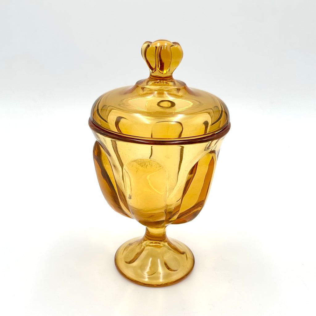 Viking Glass Epic #6812 Amber 6 Petal Covered Candy Jar