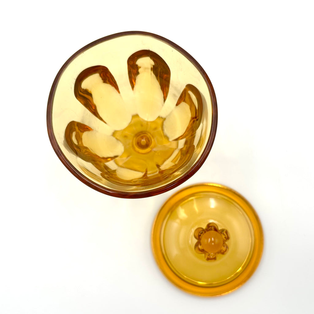 Viking Glass Epic #6812 Amber 6 Petal Covered Candy Jar