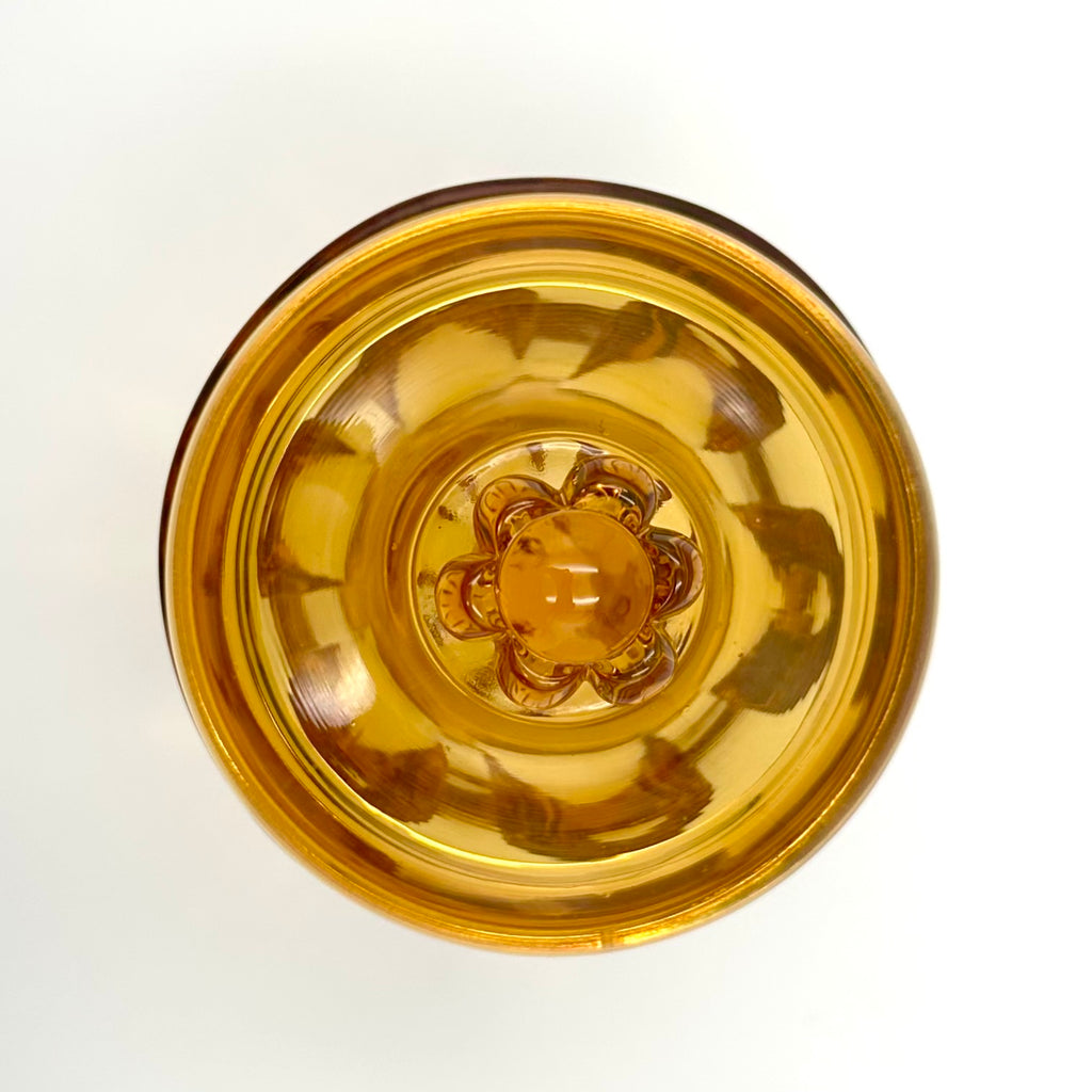Viking Glass Epic #6812 Amber 6 Petal Covered Candy Jar