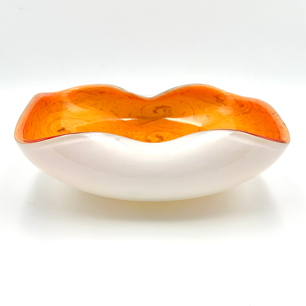 Fratelli Toso Murano Style Orange Aventurine Starry Night Blown Art Glass Centerpiece