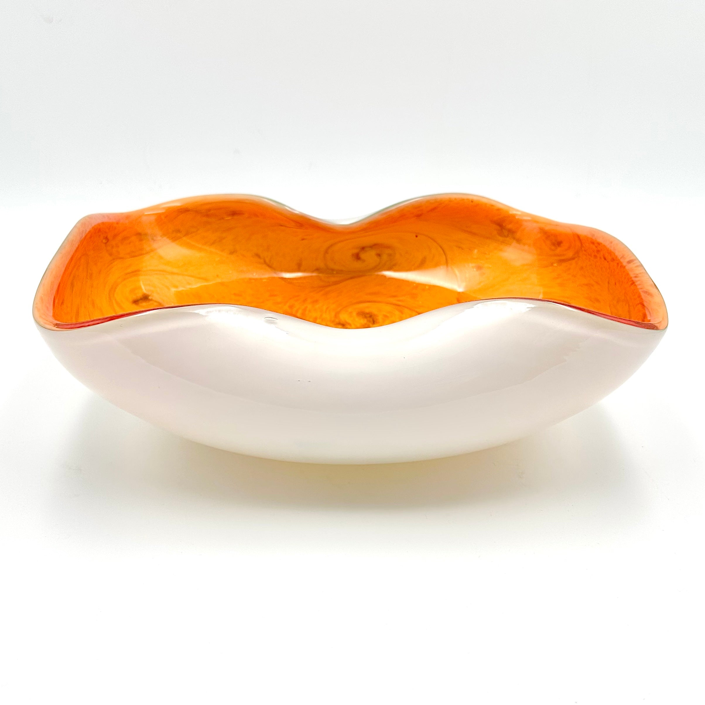 Fratelli Toso Murano Style Orange Aventurine Starry Night Blown Art Glass Centerpiece