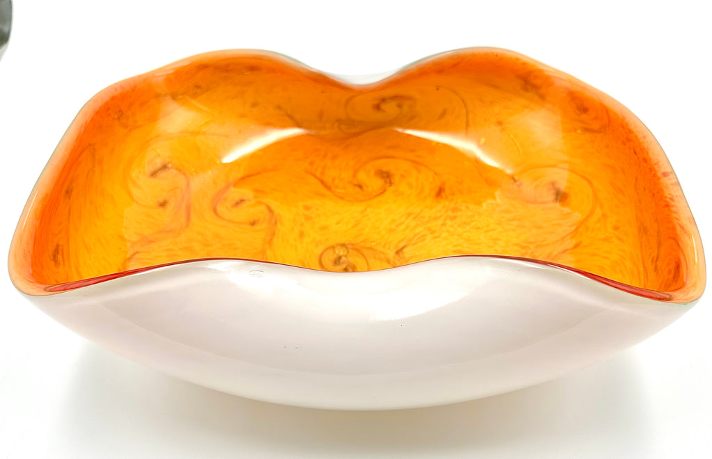 Fratelli Toso Murano Style Orange Aventurine Starry Night Blown Art Glass Centerpiece