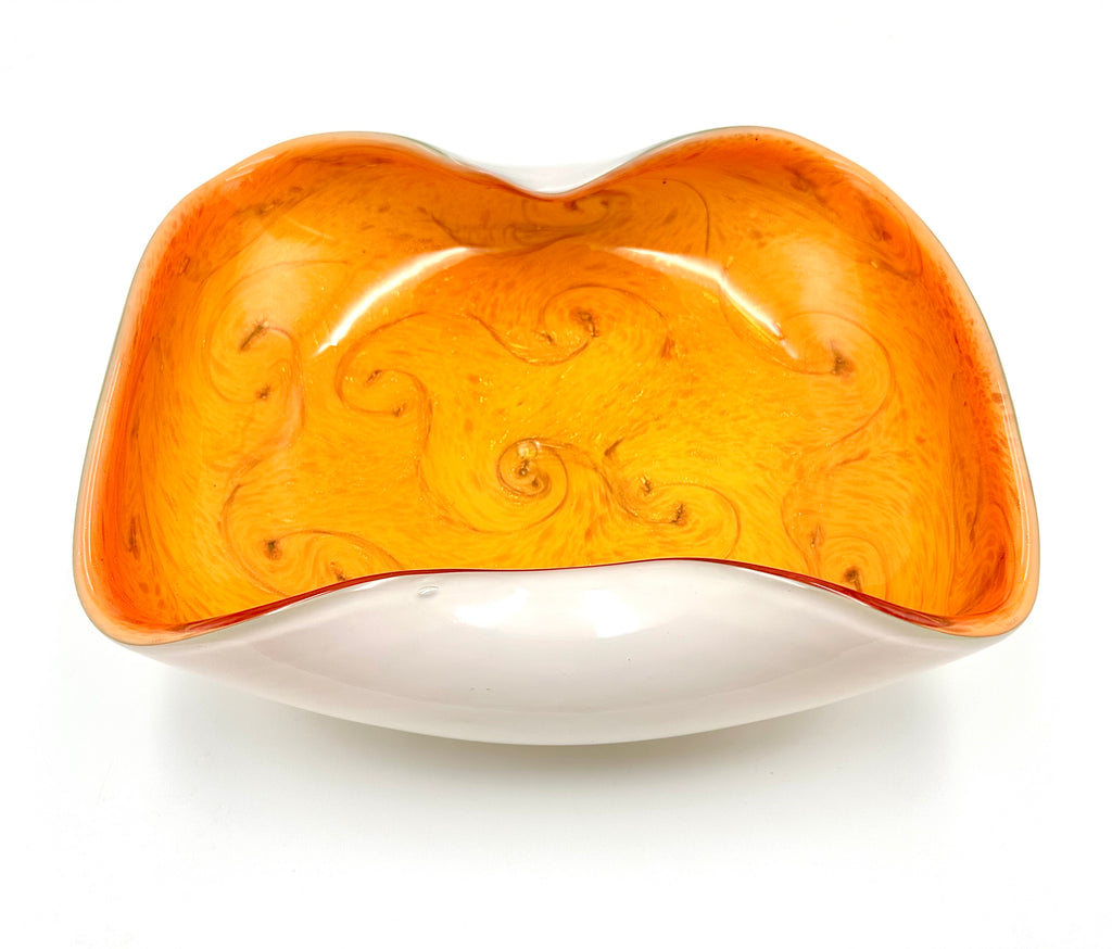Fratelli Toso Murano Style Orange Aventurine Starry Night Blown Art Glass Centerpiece