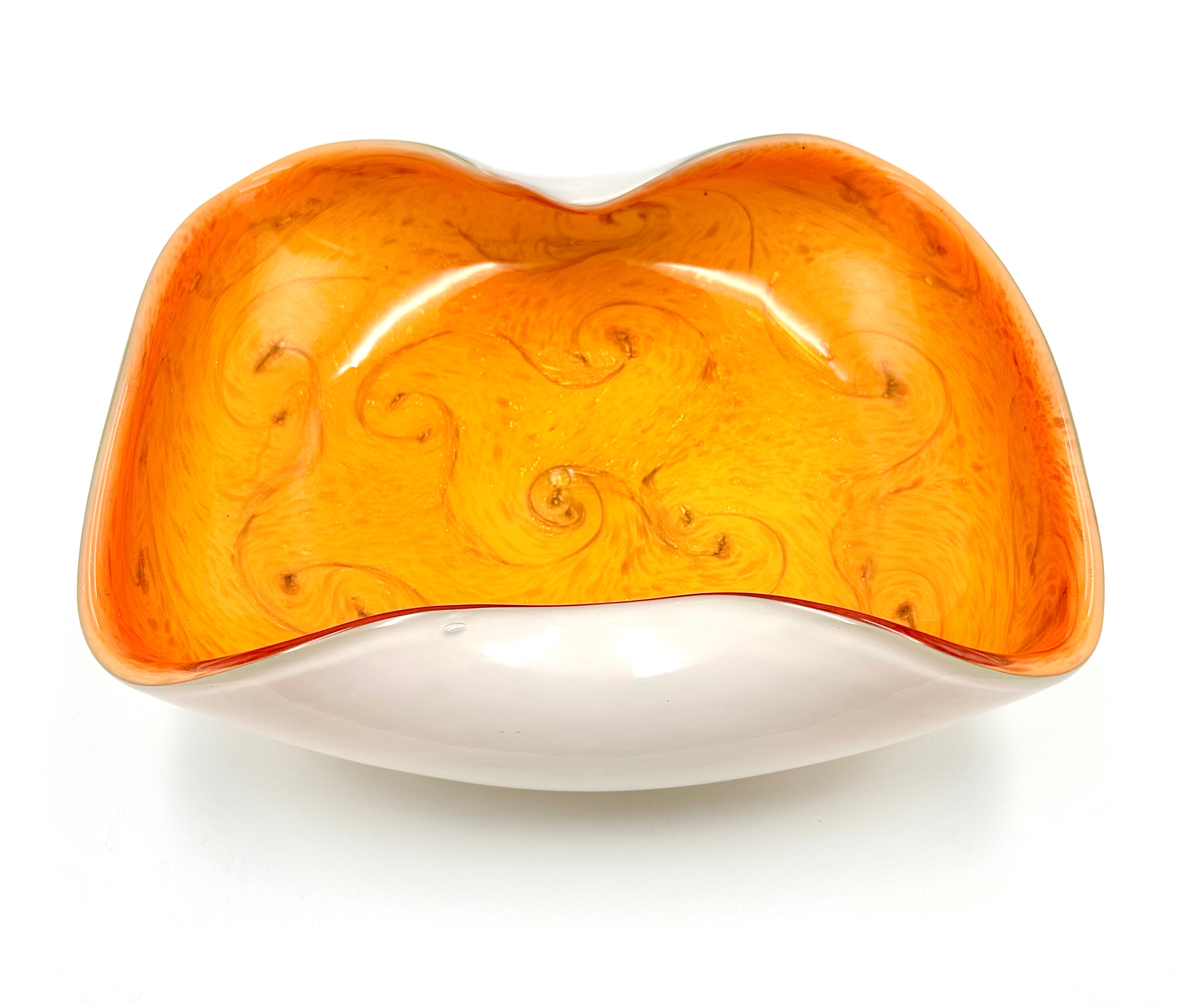 Fratelli Toso Murano Style Orange Aventurine Starry Night Blown Art Glass Centerpiece