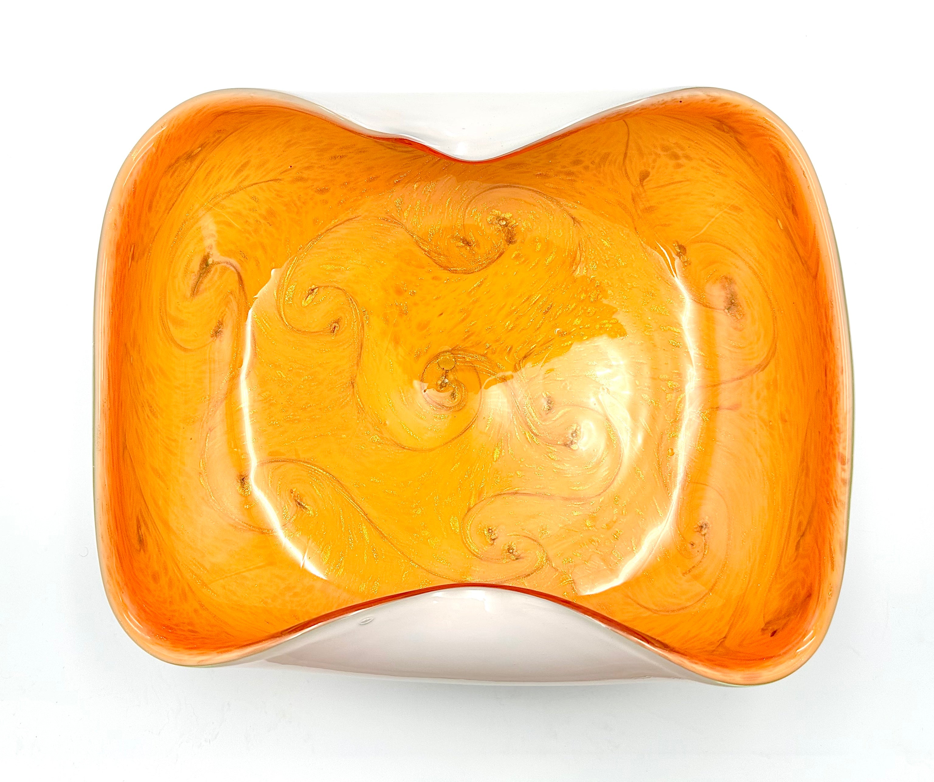 Fratelli Toso Murano Style Orange Aventurine Starry Night Blown Art Glass Centerpiece