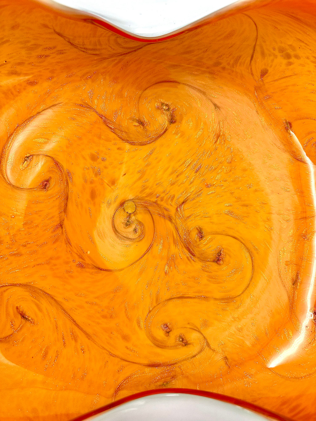 Fratelli Toso Murano Style Orange Aventurine Starry Night Blown Art Glass Centerpiece