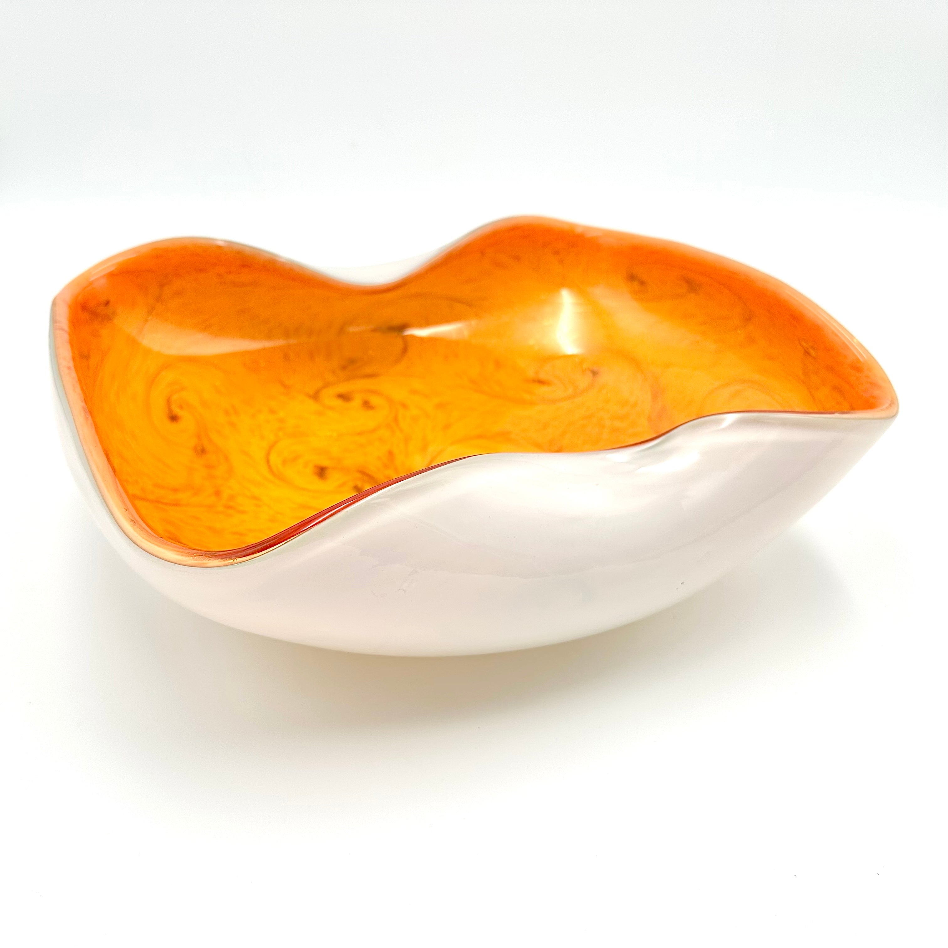 Fratelli Toso Murano Style Orange Aventurine Starry Night Blown Art Glass Centerpiece