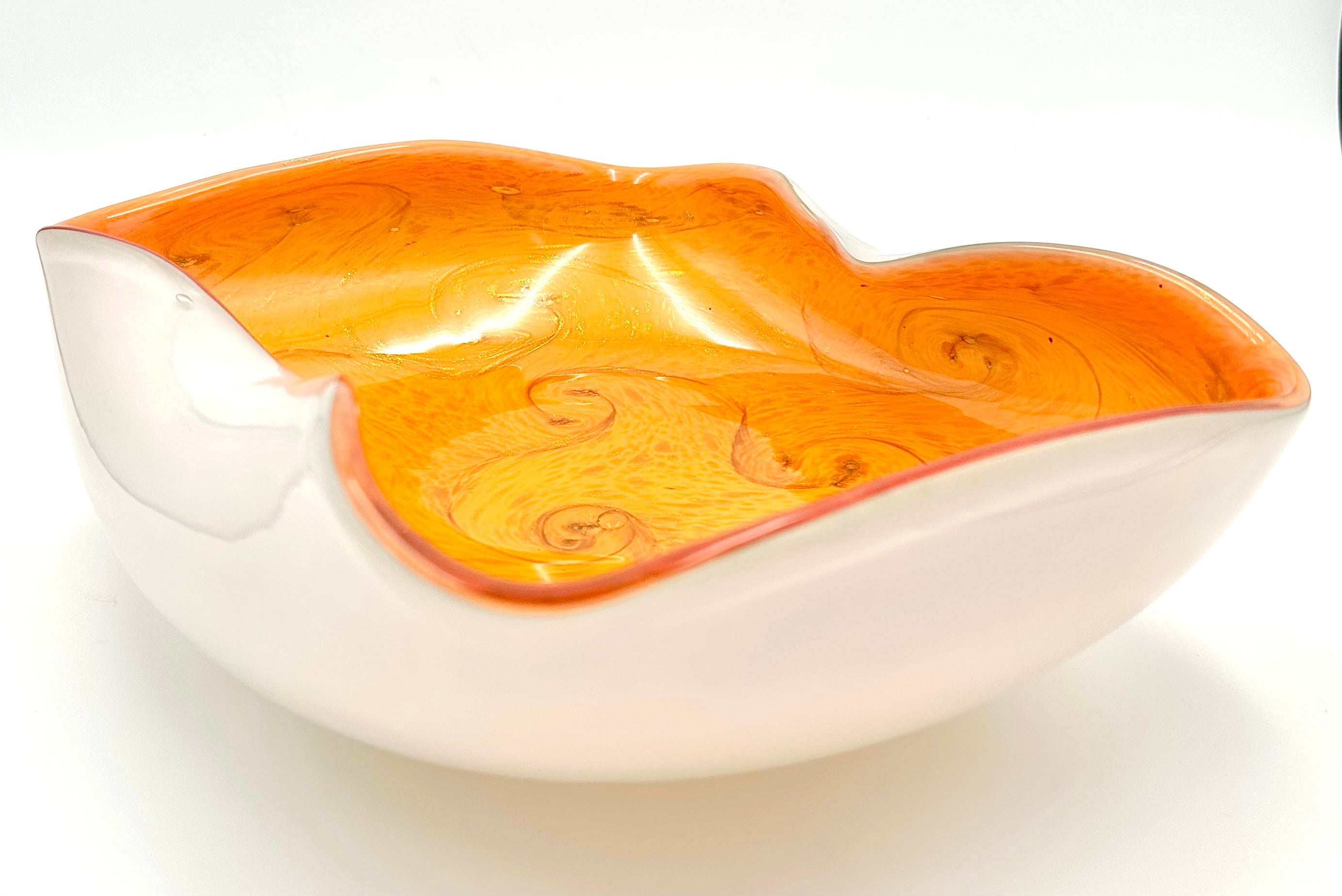 Fratelli Toso Murano Style Orange Aventurine Starry Night Blown Art Glass Centerpiece