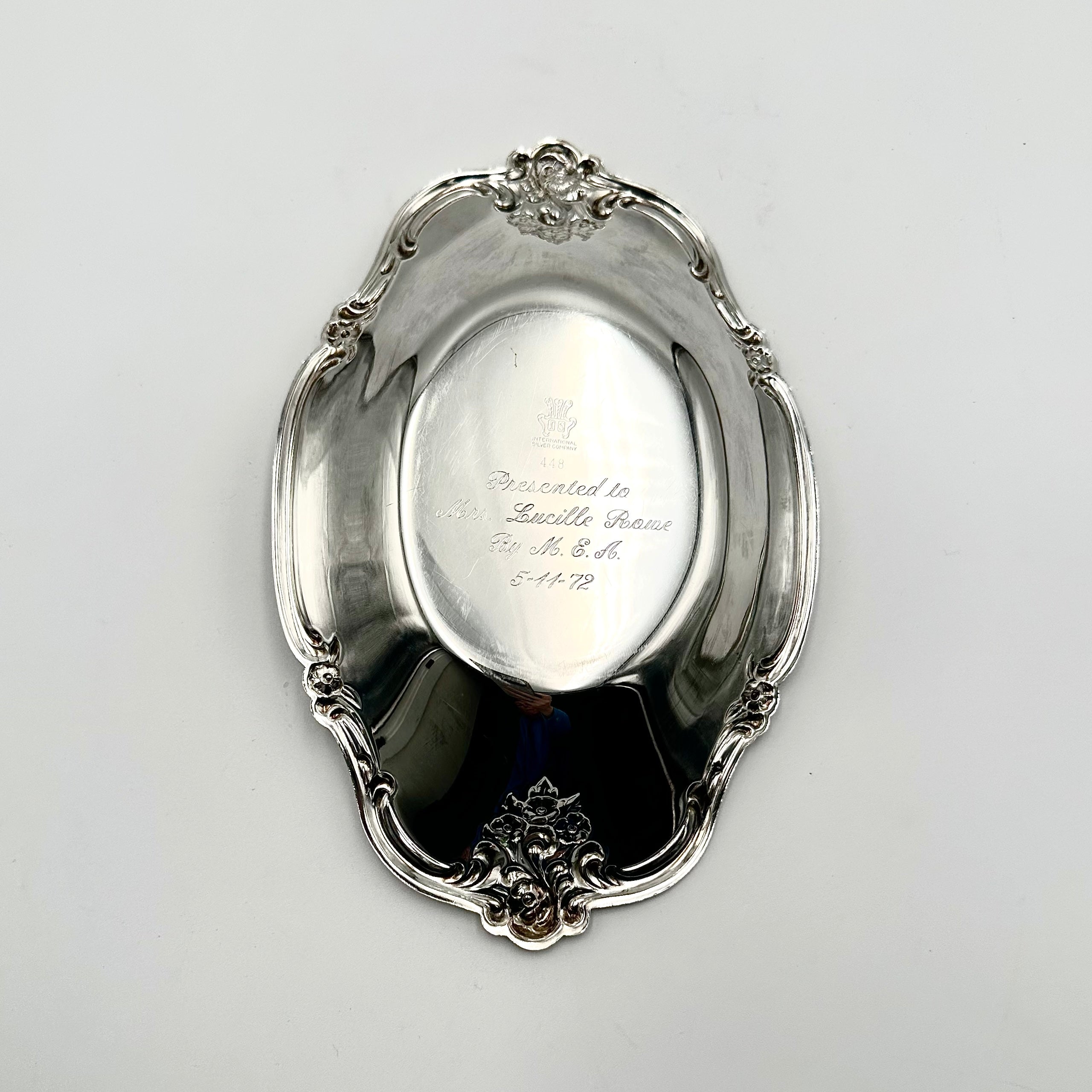 International Silver Tray 448 Engraved 1972