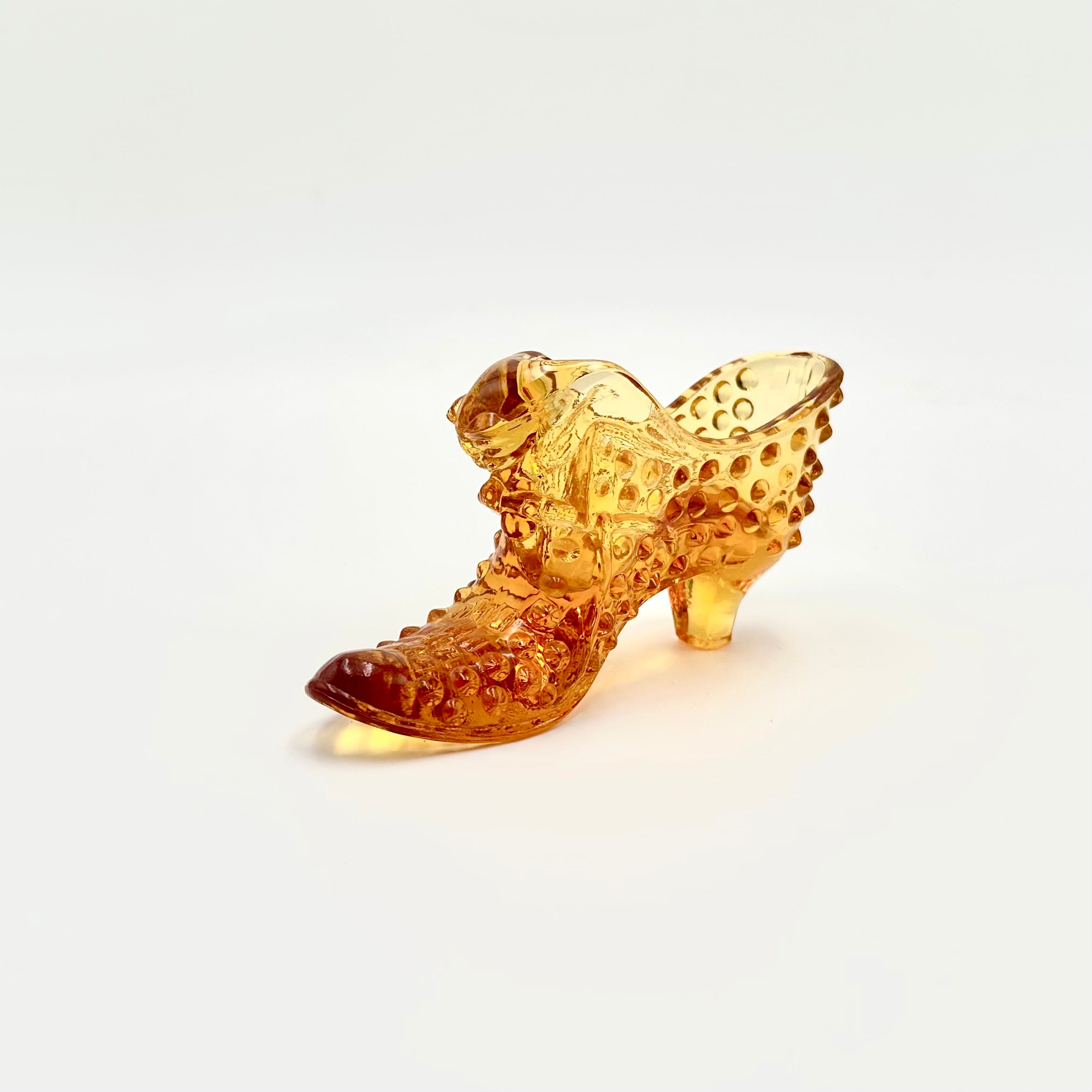 Fenton Amber Hobnail Glass Shoe
