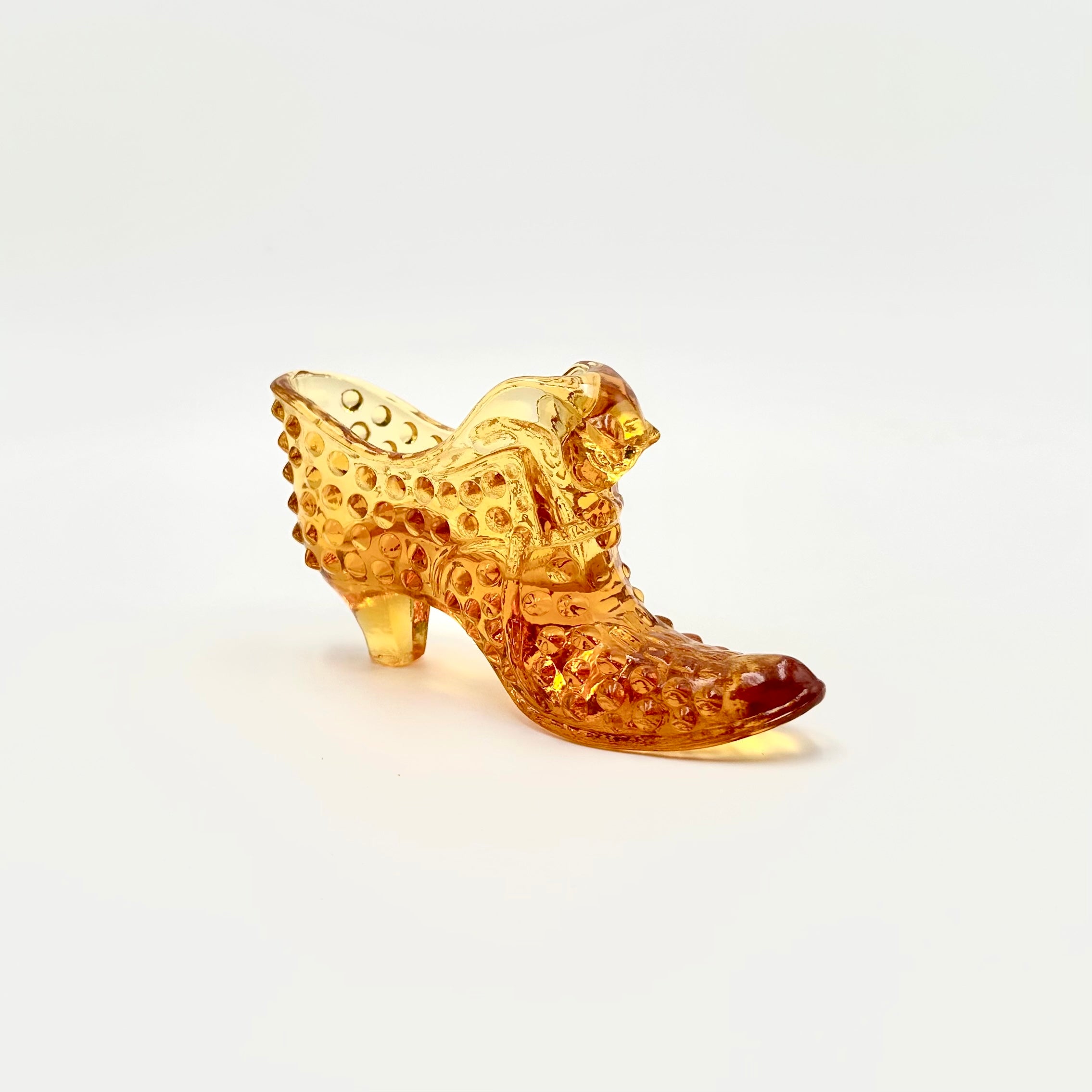 Fenton Amber Hobnail Glass Shoe