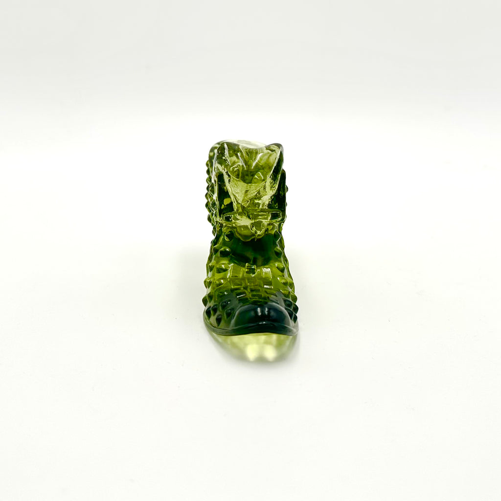 Fenton Green Hobnail Glass Shoe