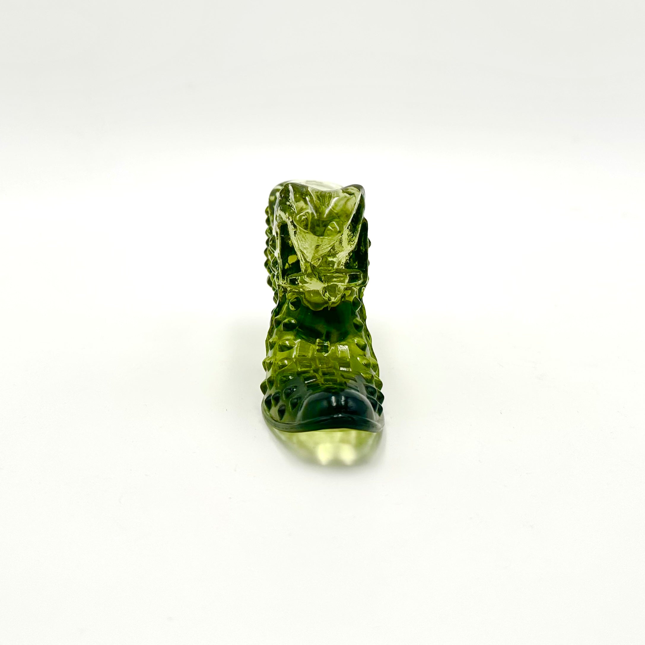 Fenton Green Hobnail Glass Shoe