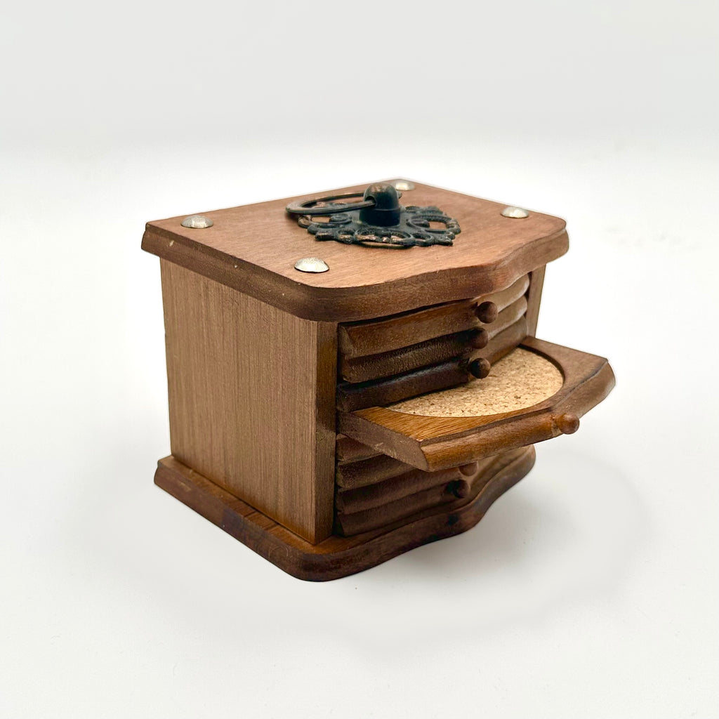 Vintage Wooden Coaster Set with Holder