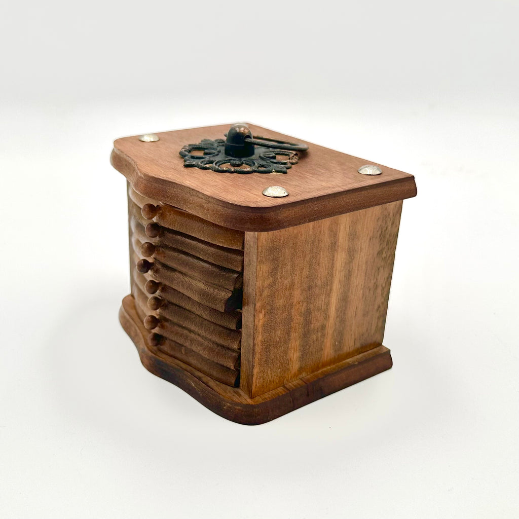 Vintage Wooden Coaster Set with Holder