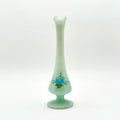Fenton Blue Rose On Satin Swung Bud Vase