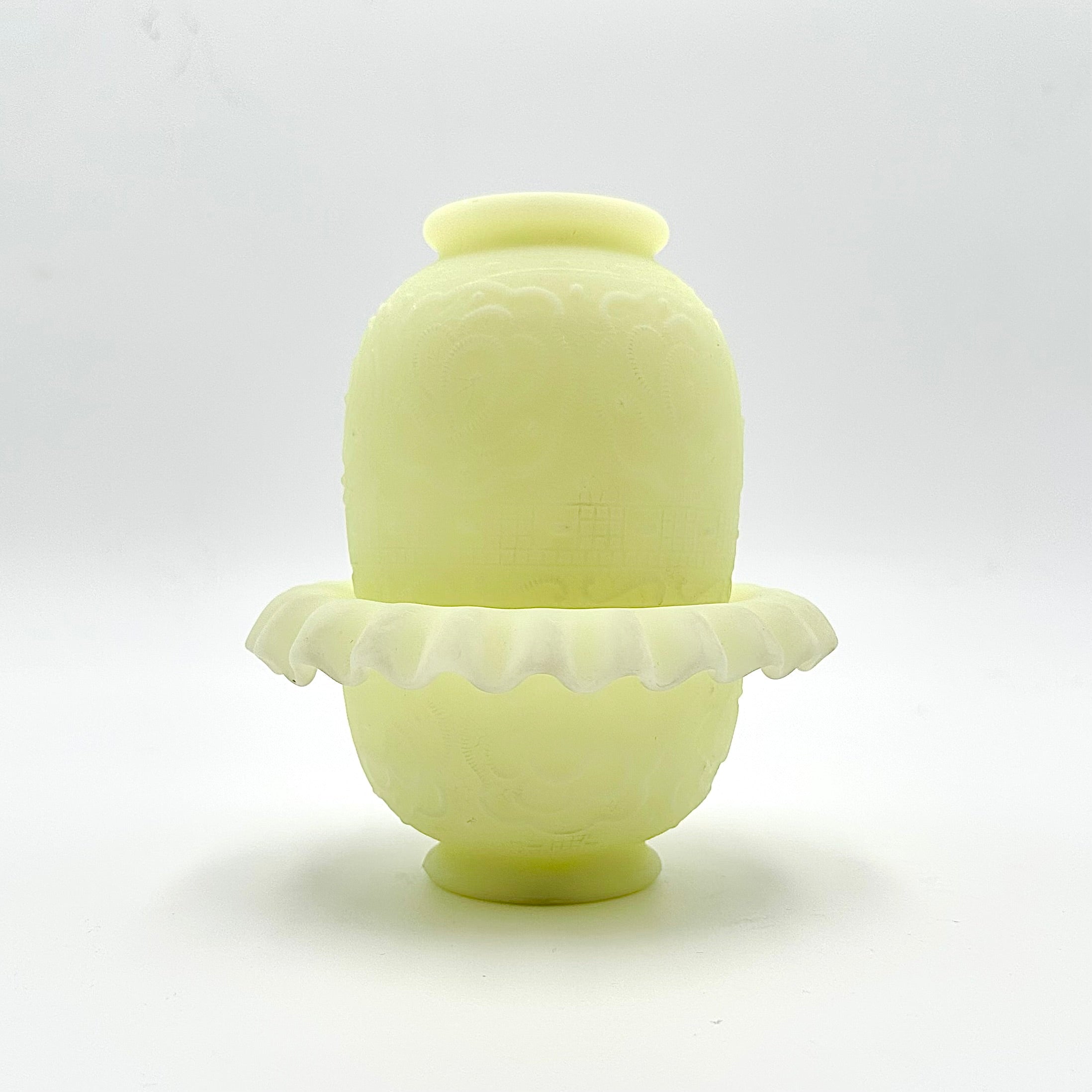 Fenton Uranium Satin Persian Medallion Fairy Lamp