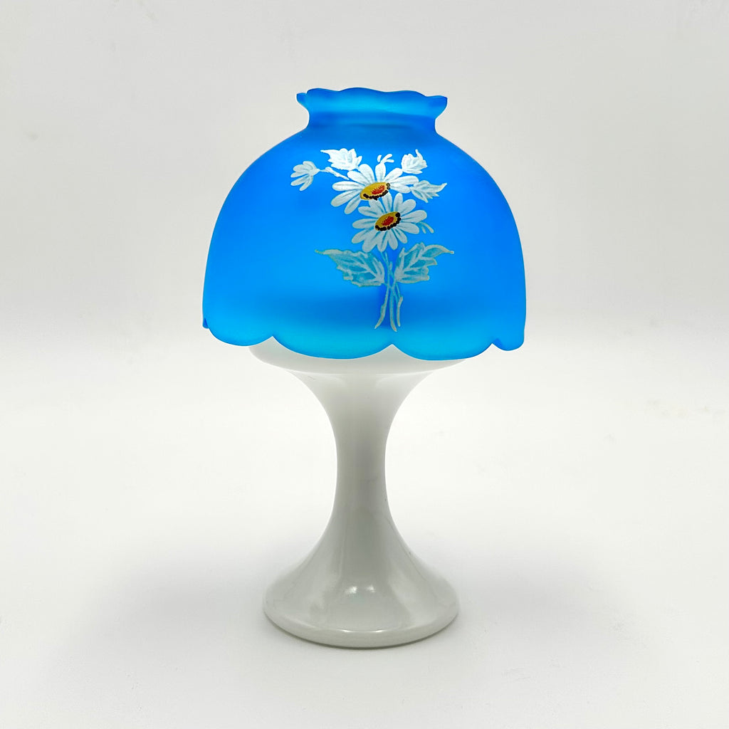 Westmoreland Blue Satin Floral Fairly Lamp