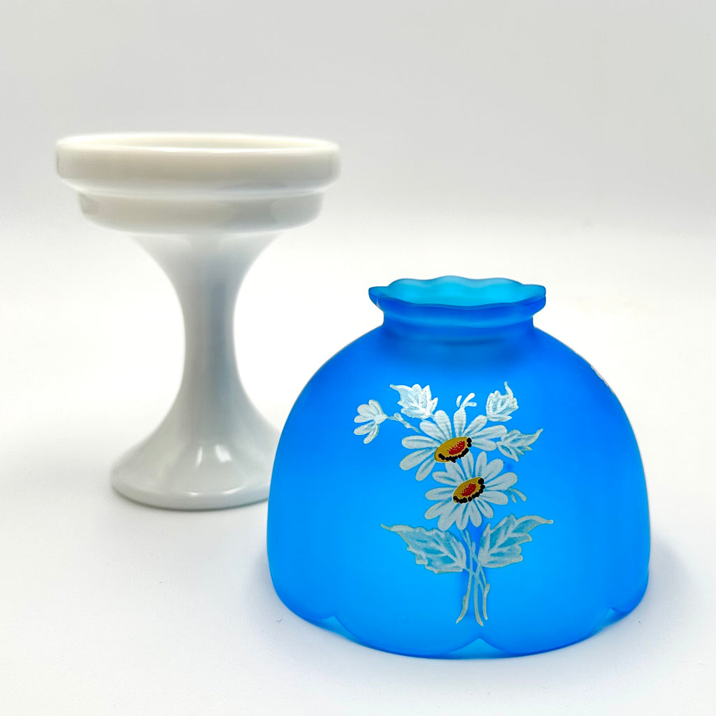 Westmoreland Blue Satin Floral Fairly Lamp