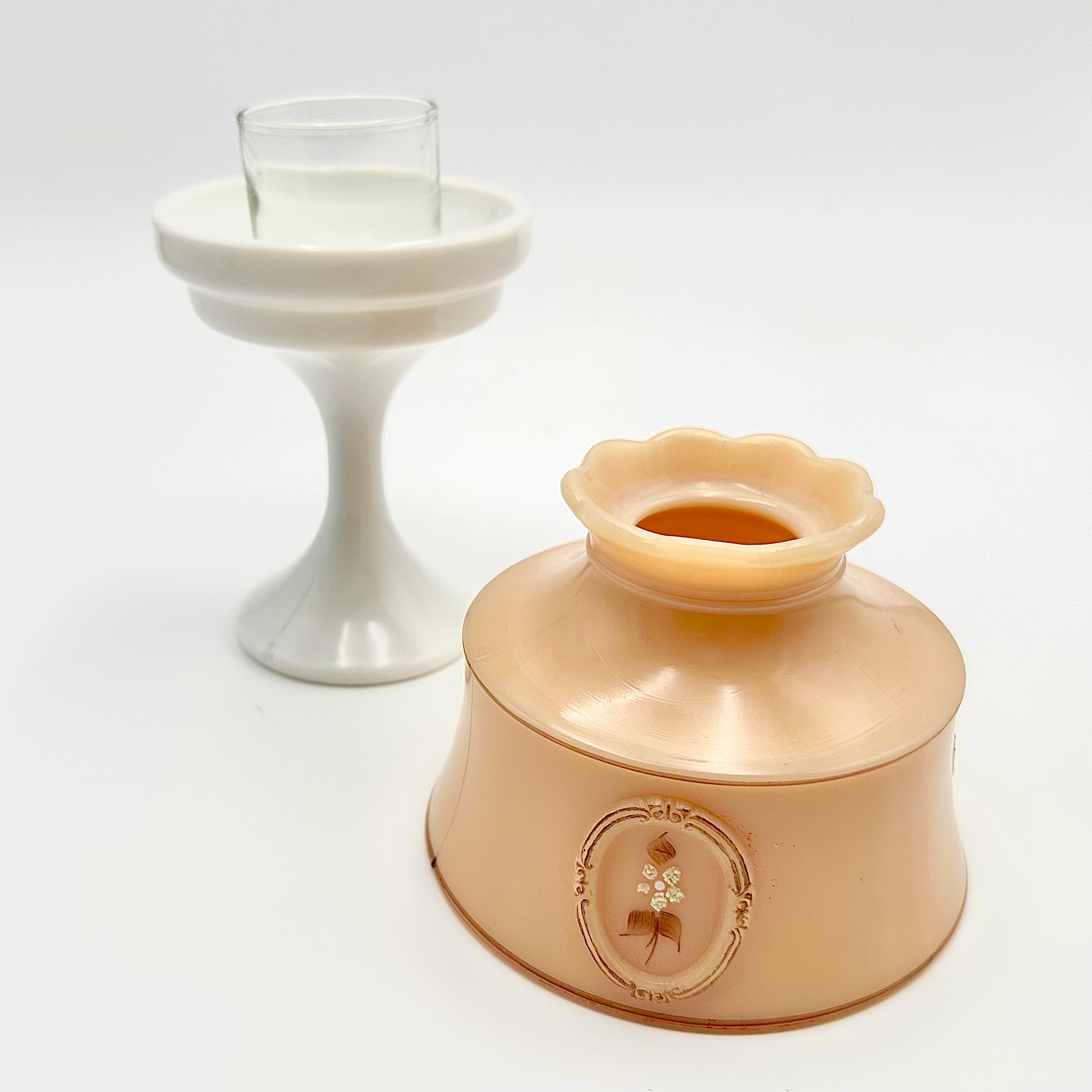 Westmoreland Almond Milk Glass Cameo Fairy Lamp